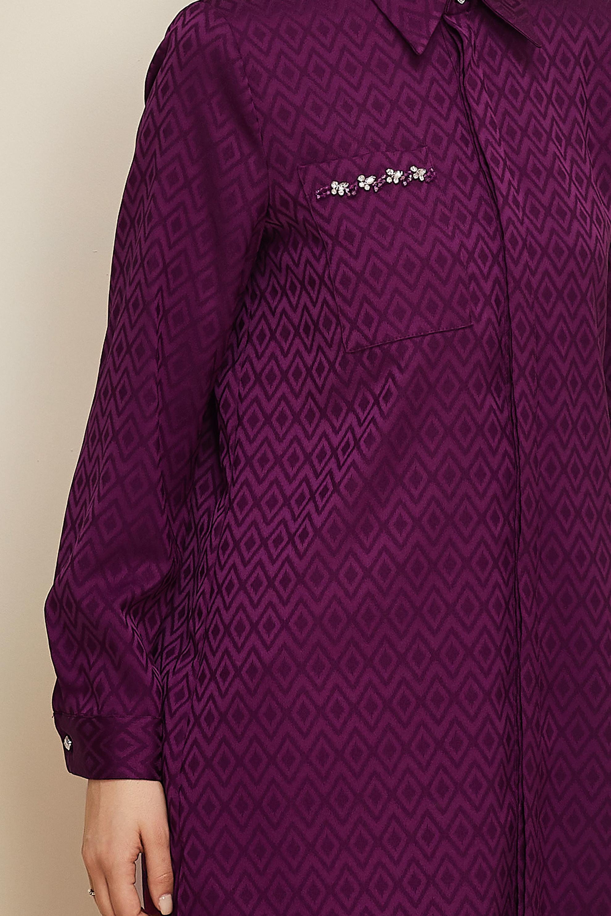 Vêtements hijab PRUNE TUNIQUE EN SATIN JACQUARD 45230