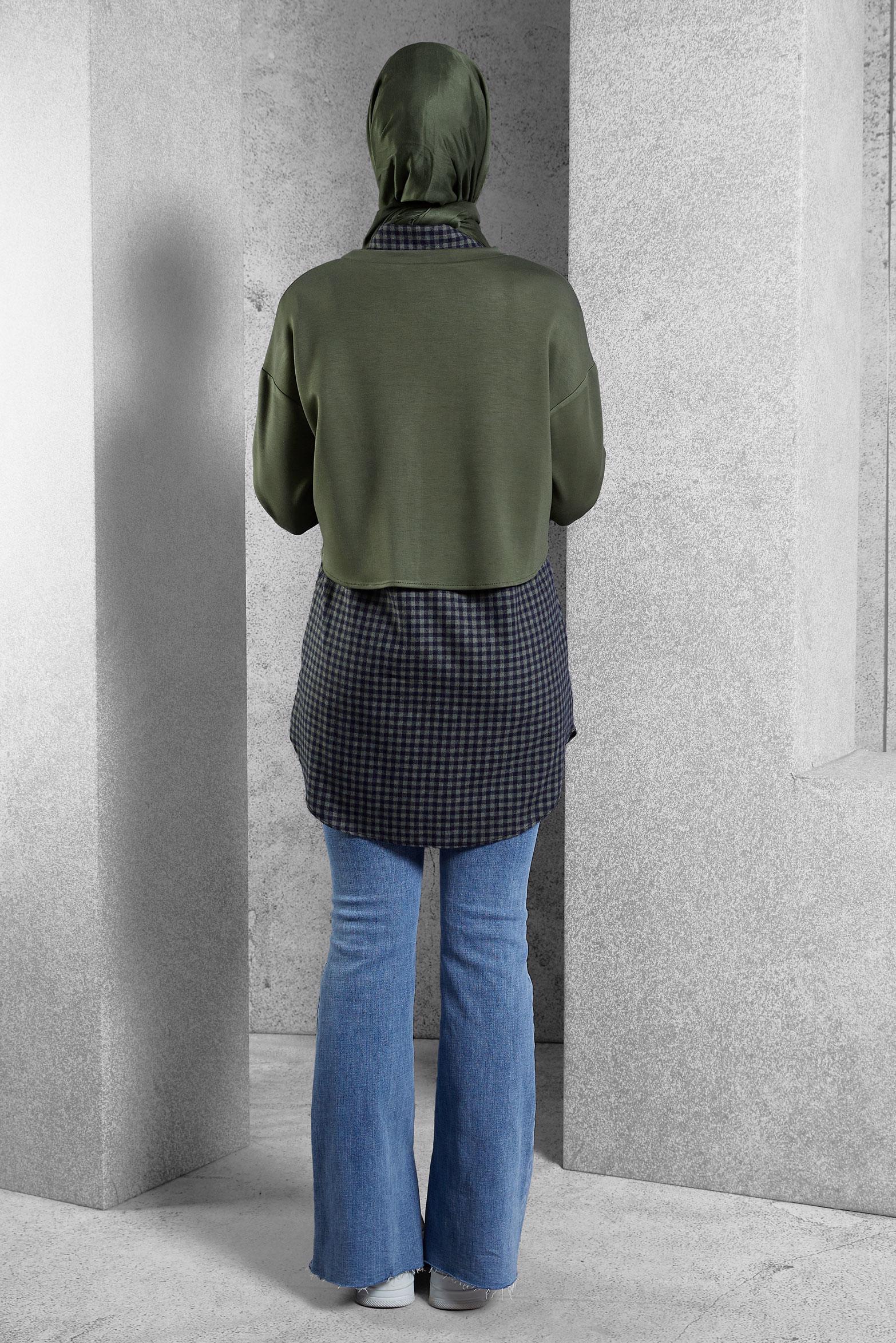 Tesettür giyim LACİVERT İKİLİ GÖMLEK YAKA TUNİK 45247