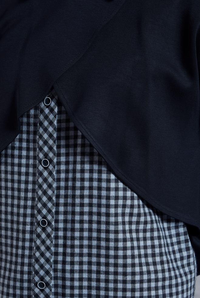 Tesettür giyim LACİVERT İKİLİ GÖMLEK YAKA TUNİK 45247 - ALVİNA