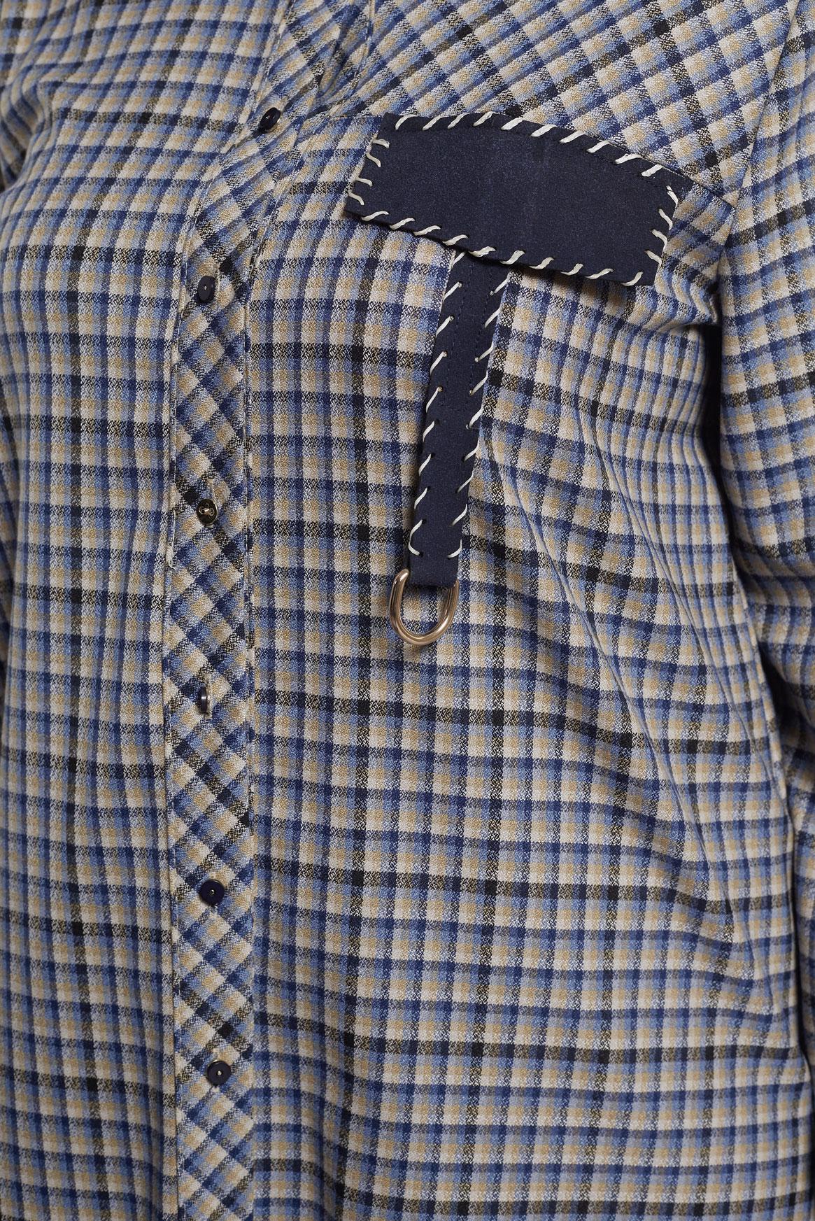 Tesettür giyim MAVİ GÖMLEK YAKA DESENLİ TUNİK 45250