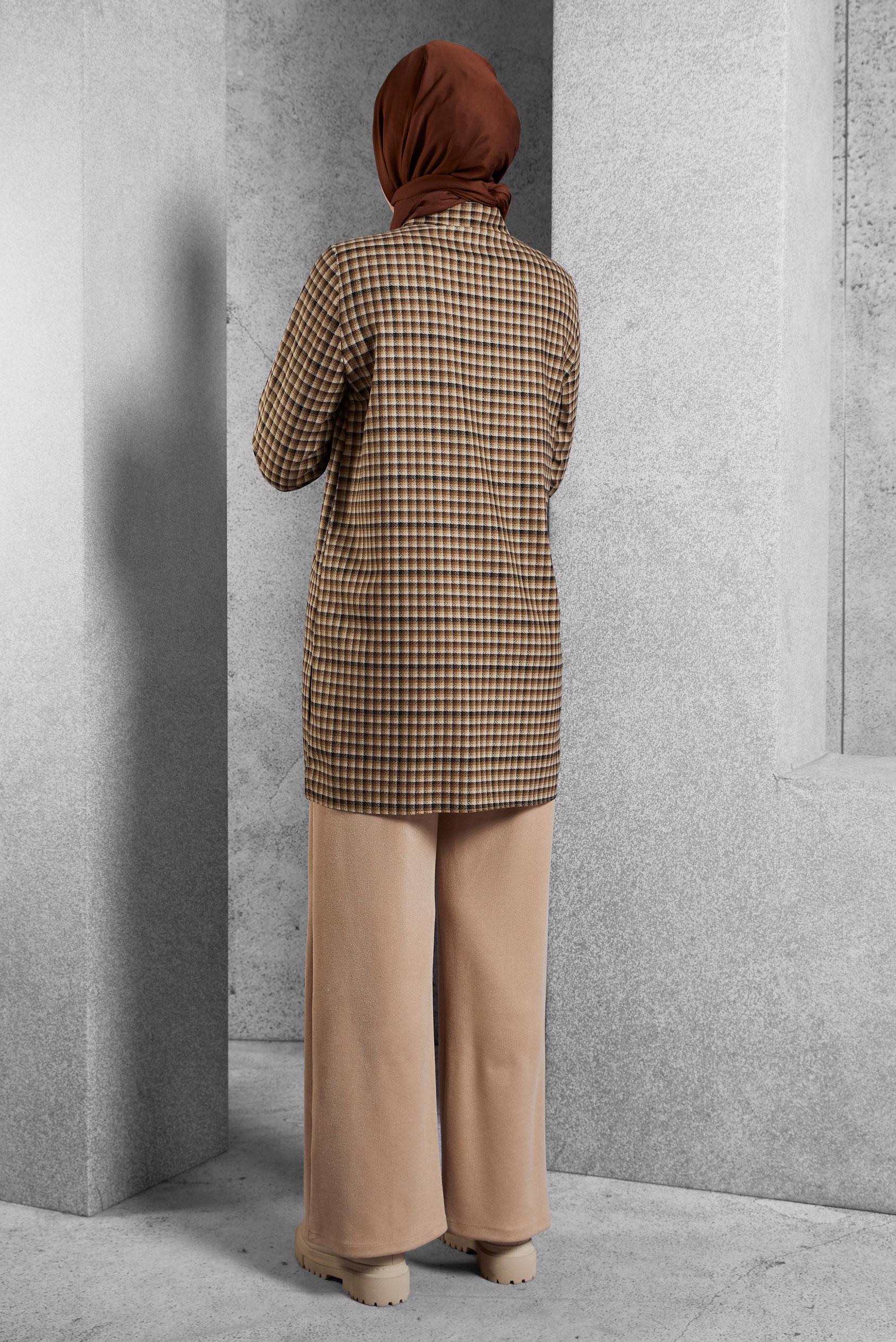 Vêtements hijab BRUN TUNIQUE COL CHEMISE 45250