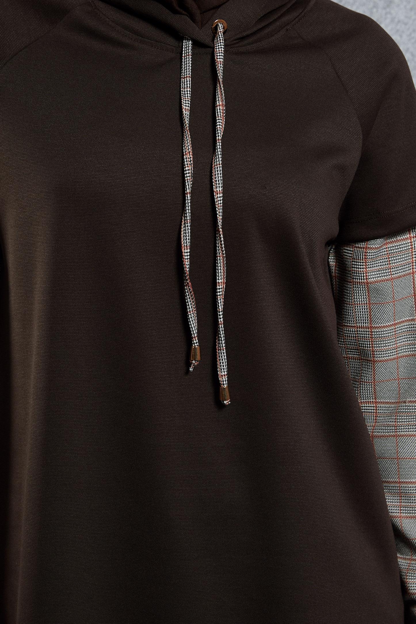 Vêtements hijab BRUN TUNIQUE À CAPUCHE 45284 