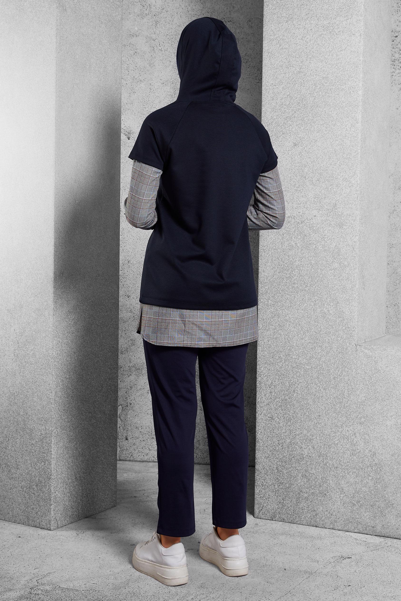 Vêtements hijab BLEU MARINE TUNIQUE À CAPUCHE 45284 