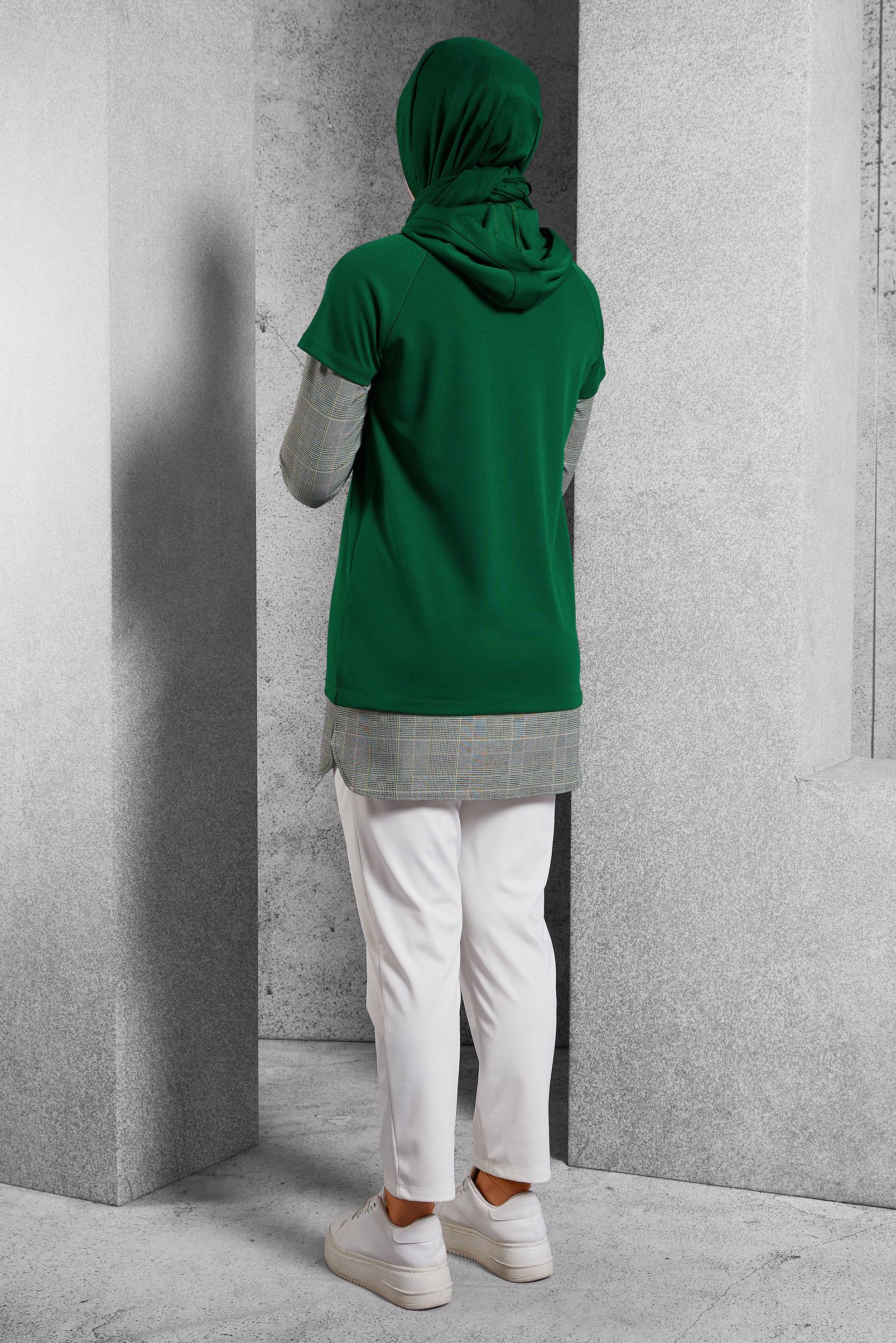 Vêtements hijab VERT TUNIQUE À CAPUCHE 45284 