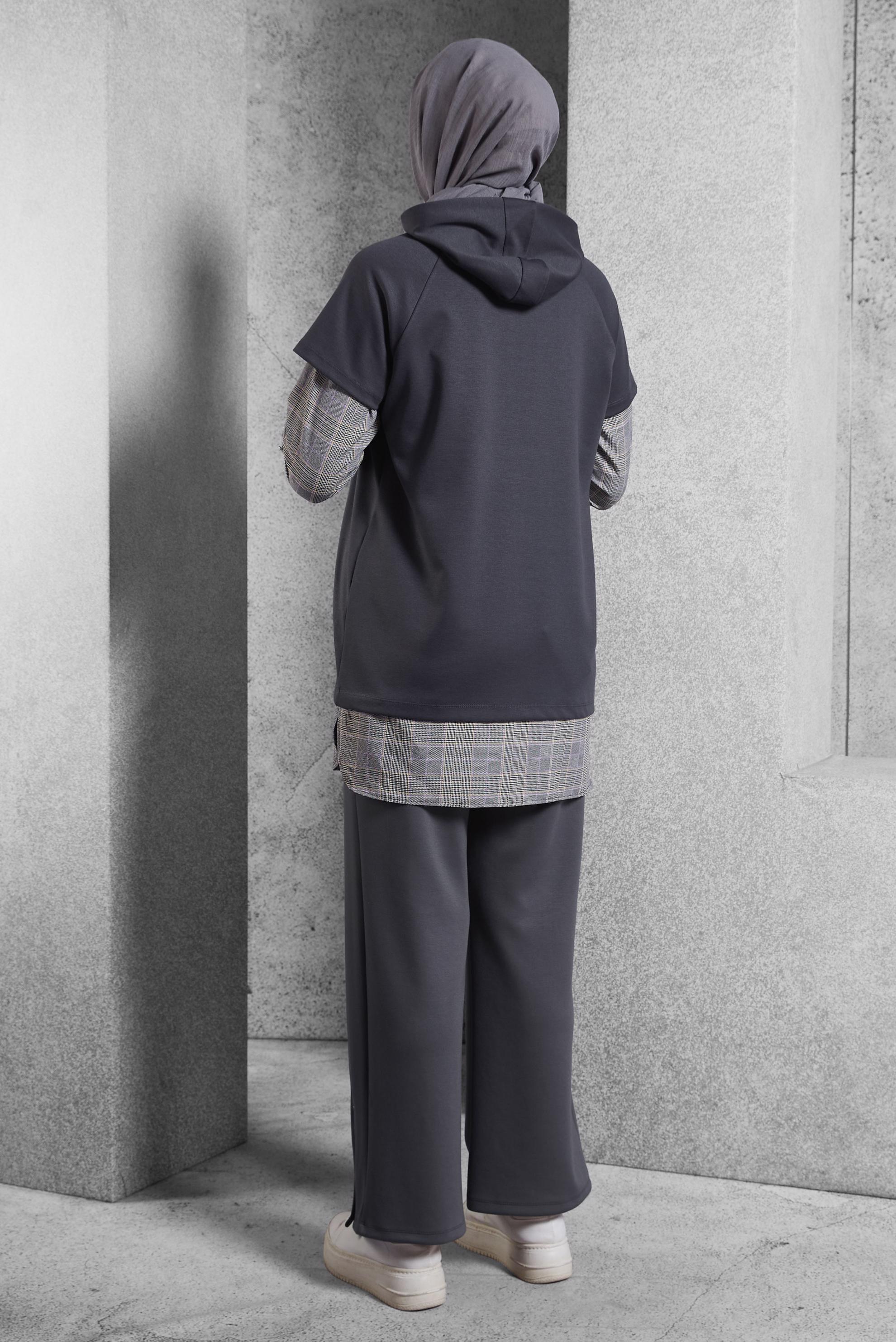 Vêtements hijab GRIS TUNIQUE À CAPUCHE 45284 