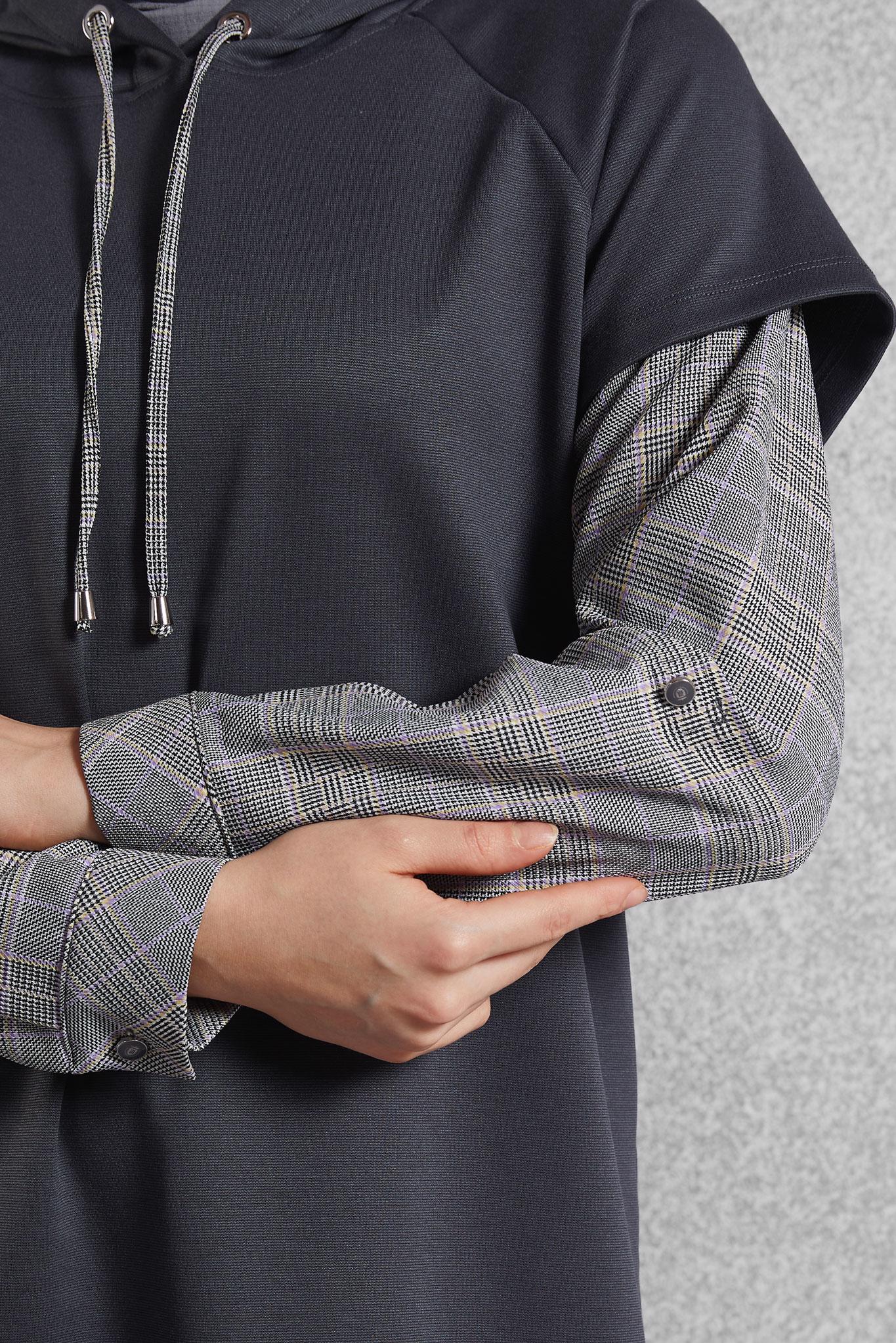 Vêtements hijab GRIS TUNIQUE À CAPUCHE 45284 