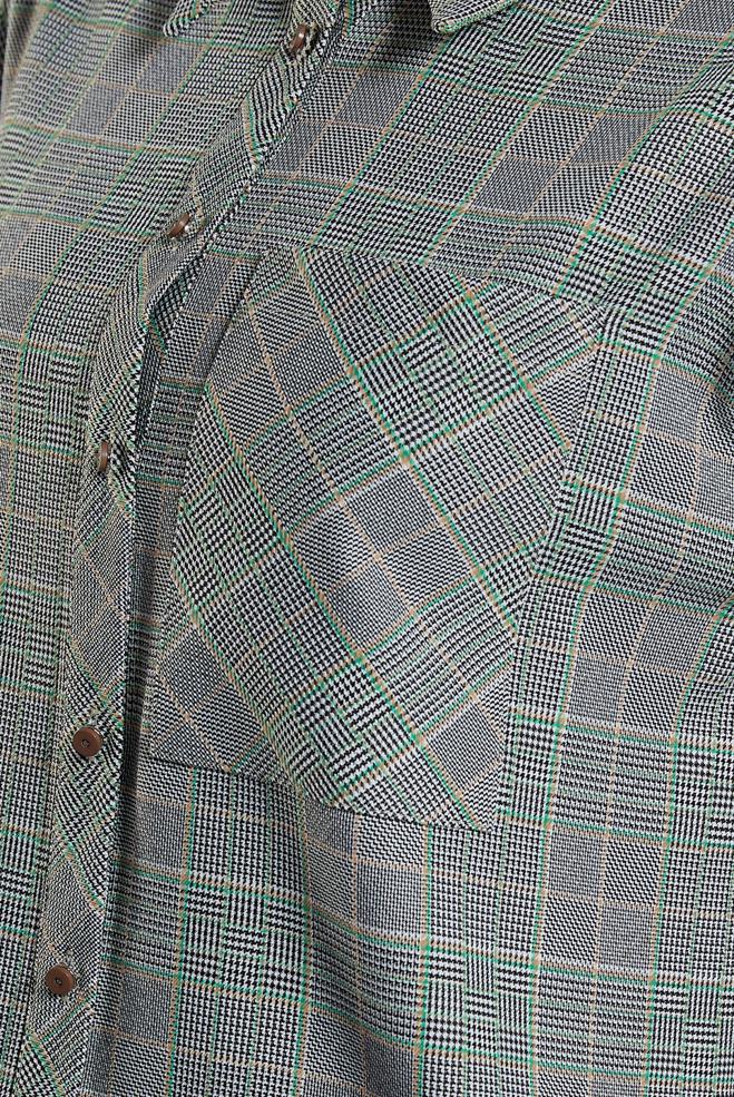 Vêtements hijab VERT TUNIQUE À MOTIF CARREAUX 45291 - ALVİNA