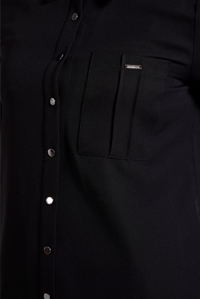 Tesettür giyim SİYAH GÖMLEK YAKA TUNİK 45295 - ALVİNA