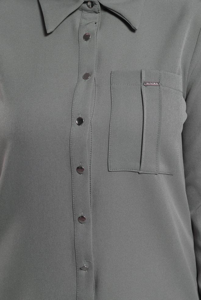 Vêtements hijab GRIS TUNIQUE COL CHEMISE 45295 - ALVİNA