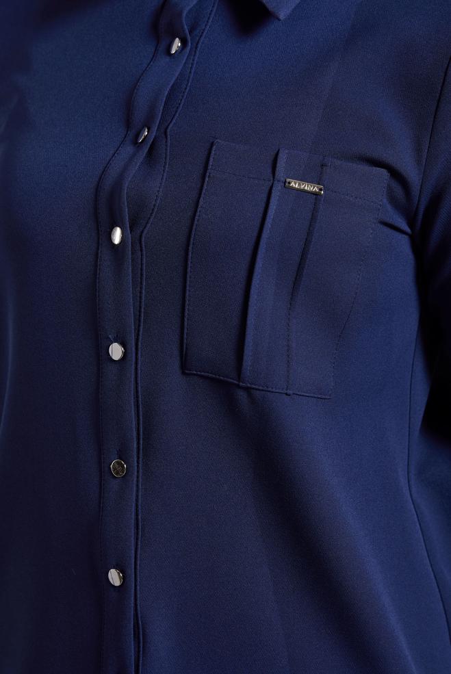 Tesettür giyim LACİVERT GÖMLEK YAKA TUNİK 45295 - ALVİNA