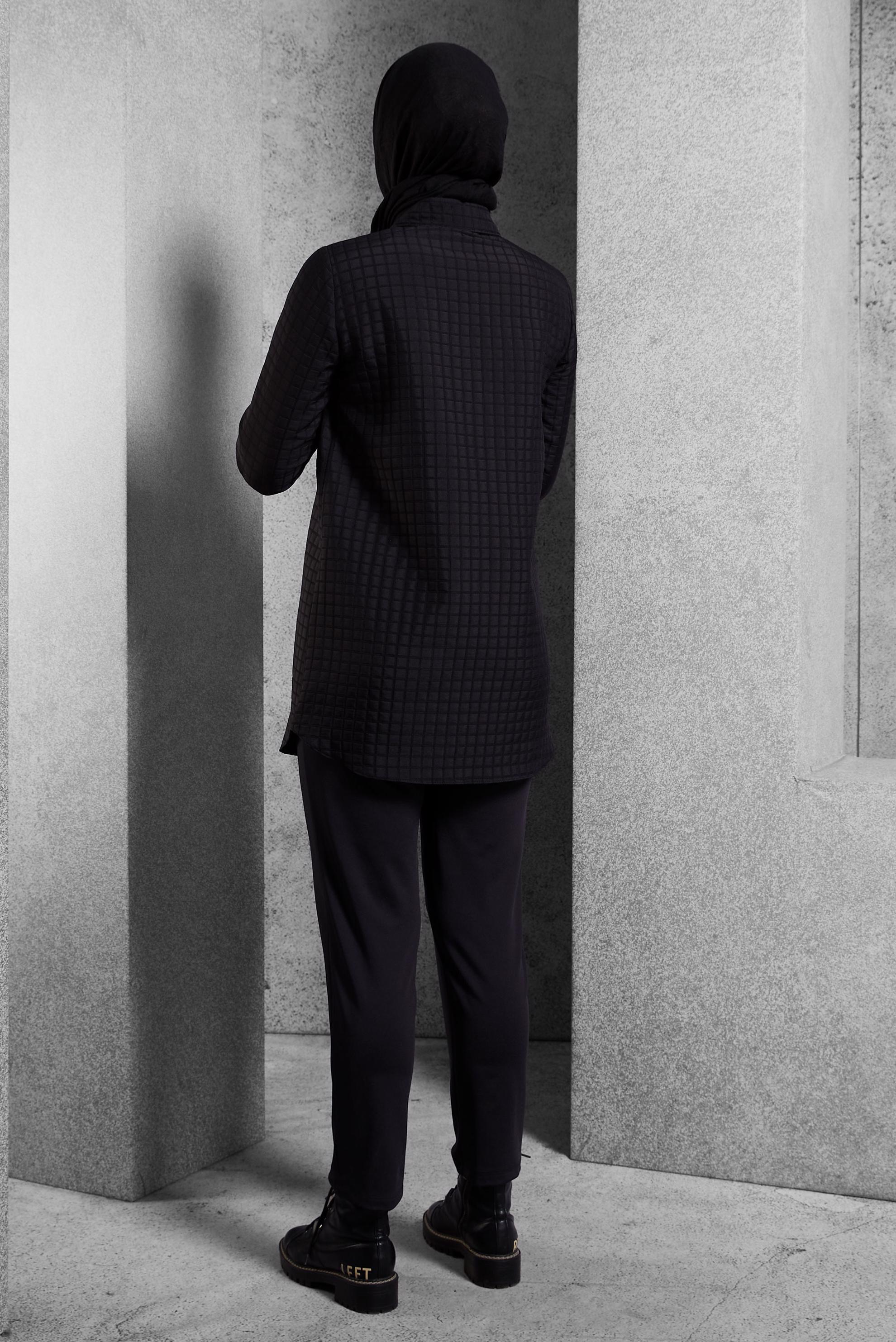 Vêtements hijab NOIR TUNIQUE COL CHEMISE  45296