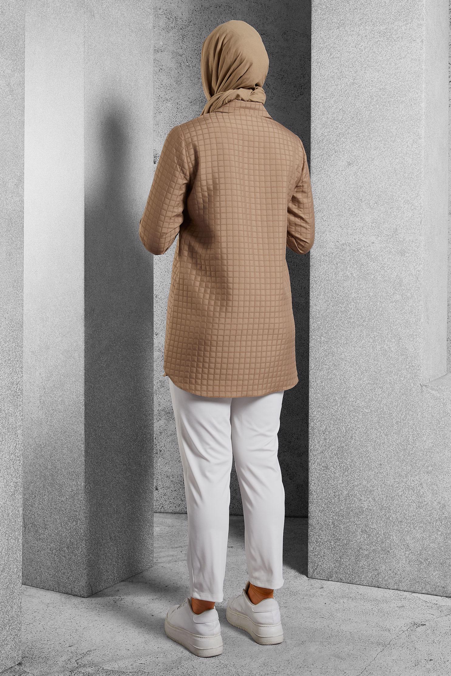 Vêtements hijab BRUN TUNIQUE COL CHEMISE  45296