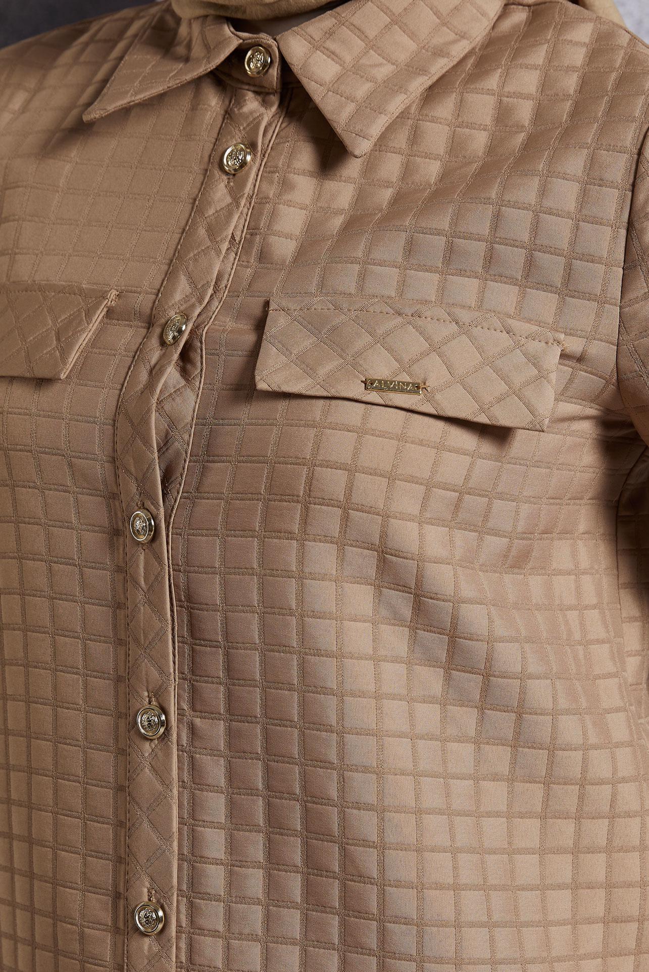 Vêtements hijab BRUN TUNIQUE COL CHEMISE  45296