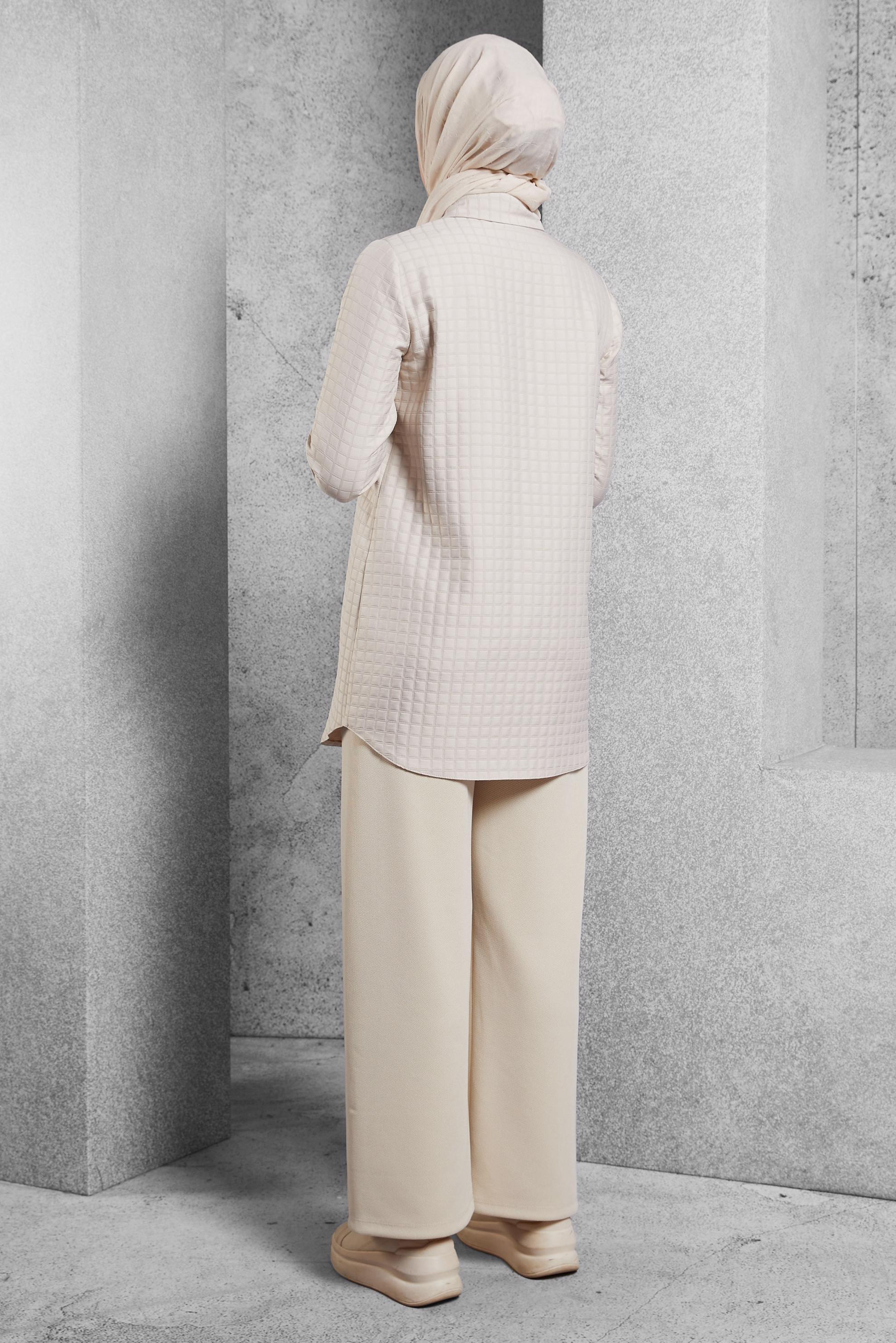 Vêtements hijab BEIGE TUNIQUE COL CHEMISE  45296