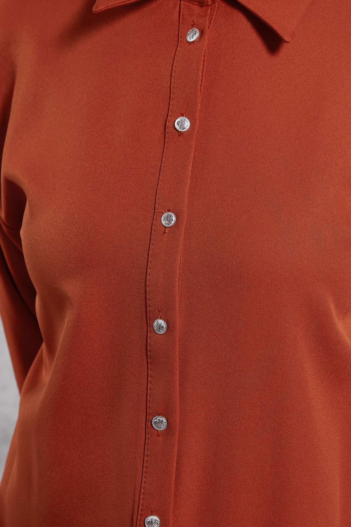 Tesettür giyim TURUNCU GÖMLEK YAKA TUNİK 45068