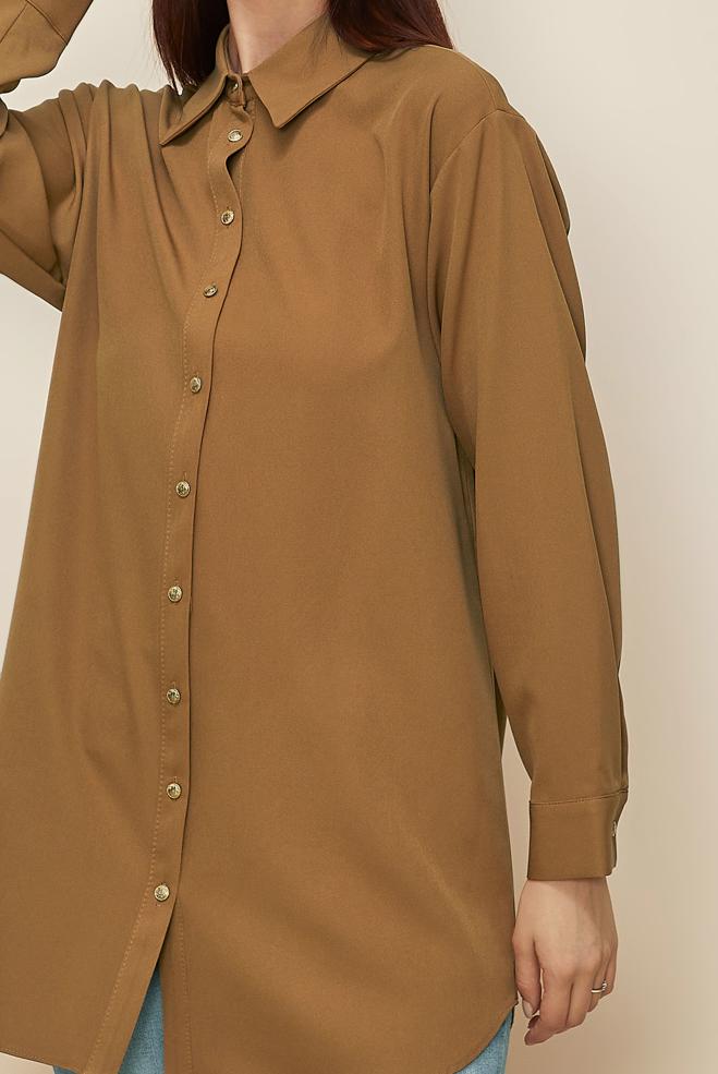 Vêtements hijab JAUNE TUNIQUE COL CHEMISE 45068 - ALVİNA