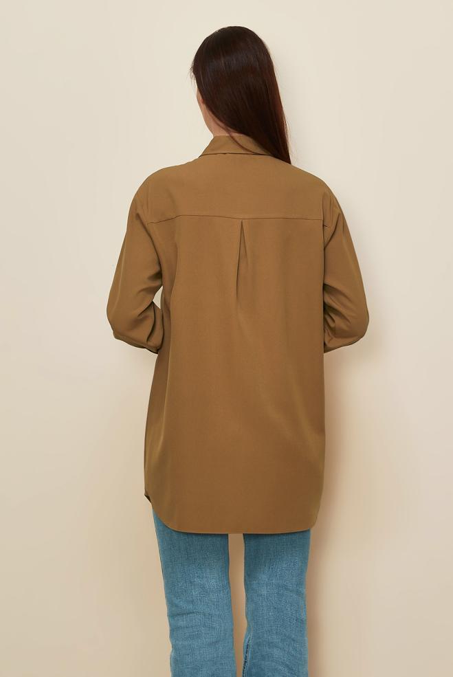 Vêtements hijab JAUNE TUNIQUE COL CHEMISE 45068 - ALVİNA