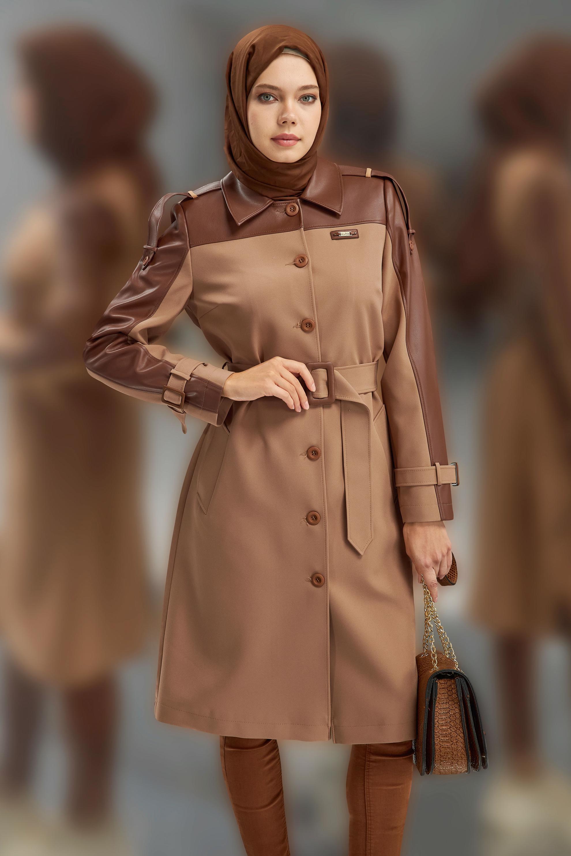 Vêtements hijab BRUN TRENCH-COAT CEINTURÉ 10907