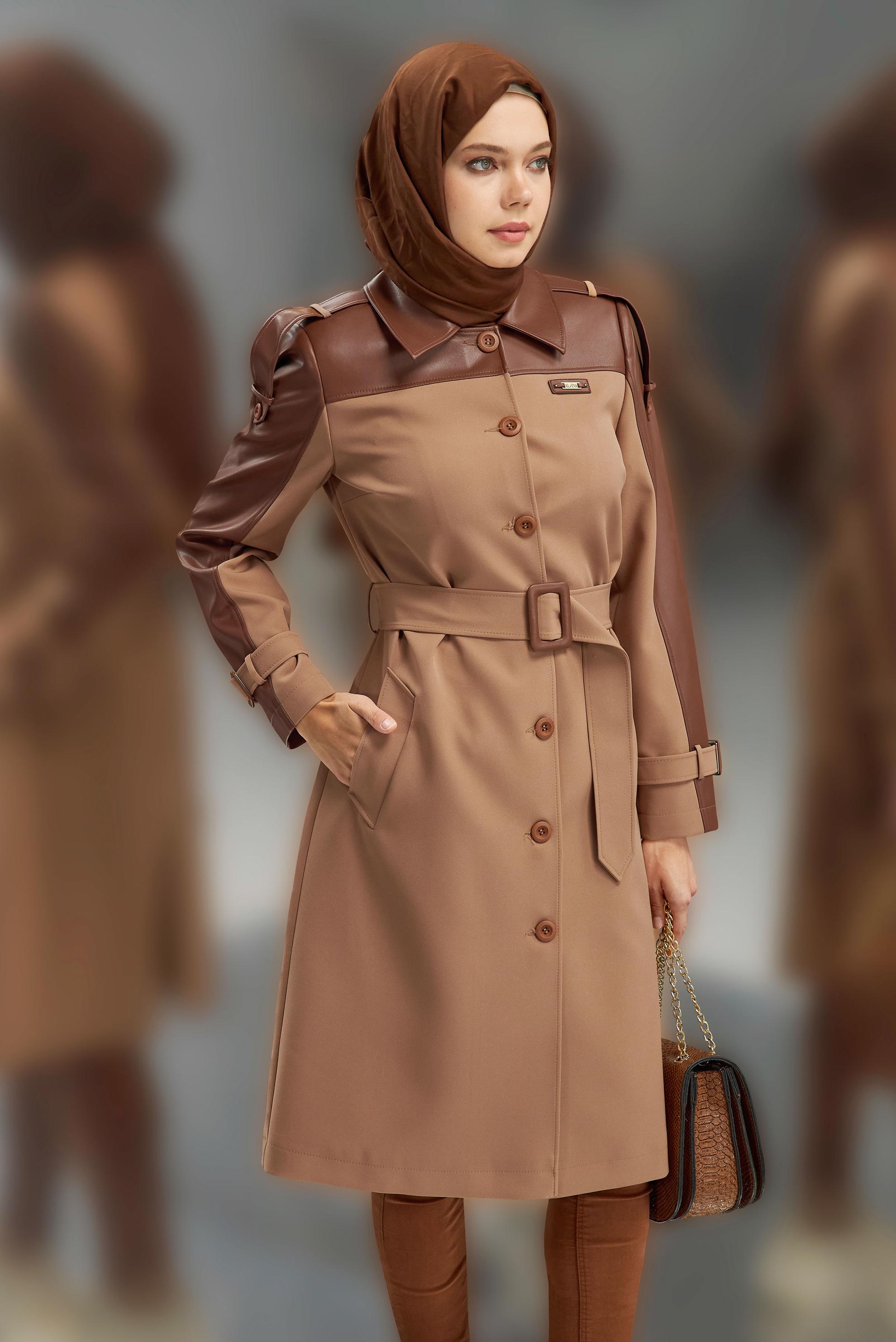 Vêtements hijab BRUN TRENCH-COAT CEINTURÉ 10907