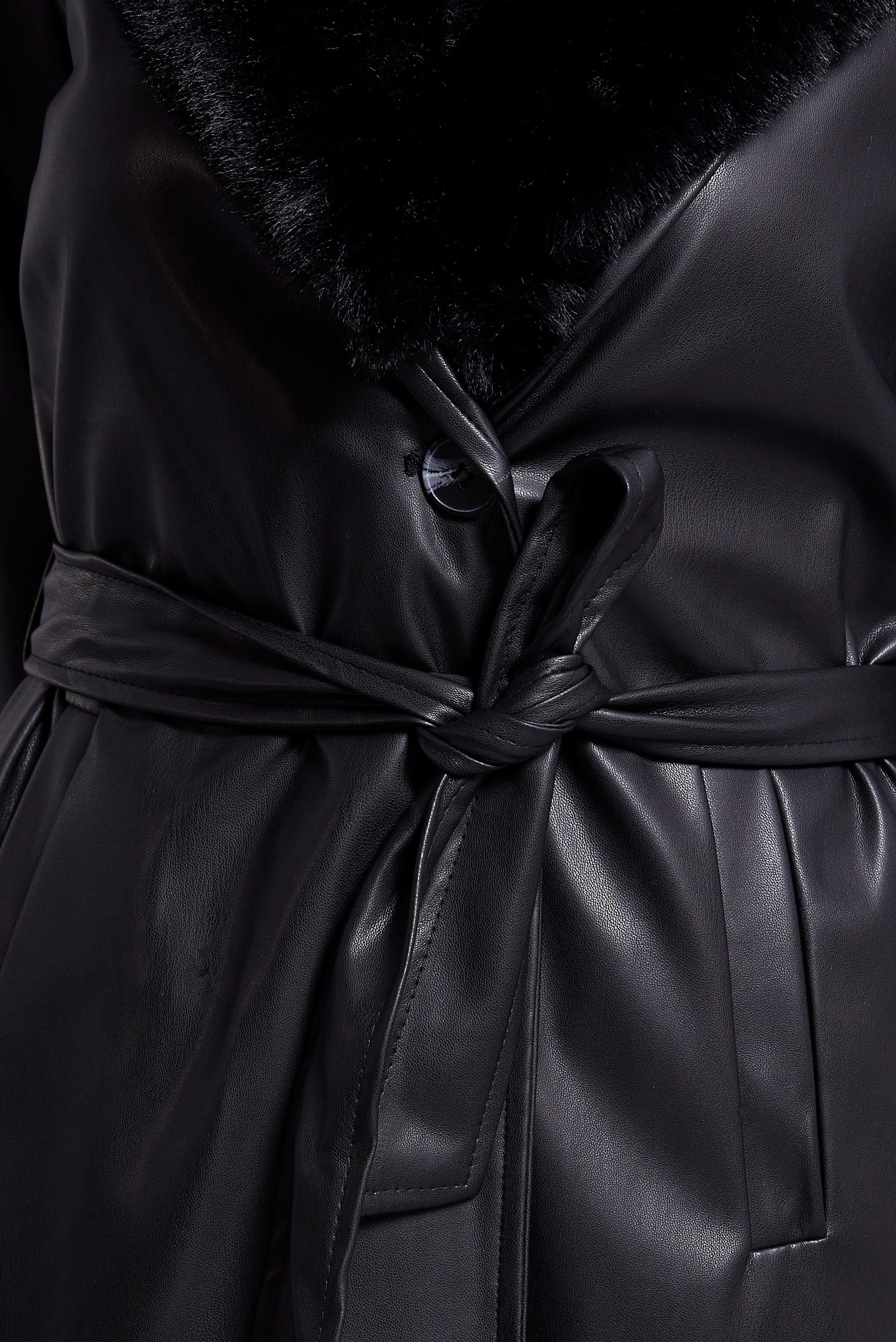 Vêtements hijab NOIR TRENCH-COAT AVEC DÉTAILS EN FOURRURE 10909