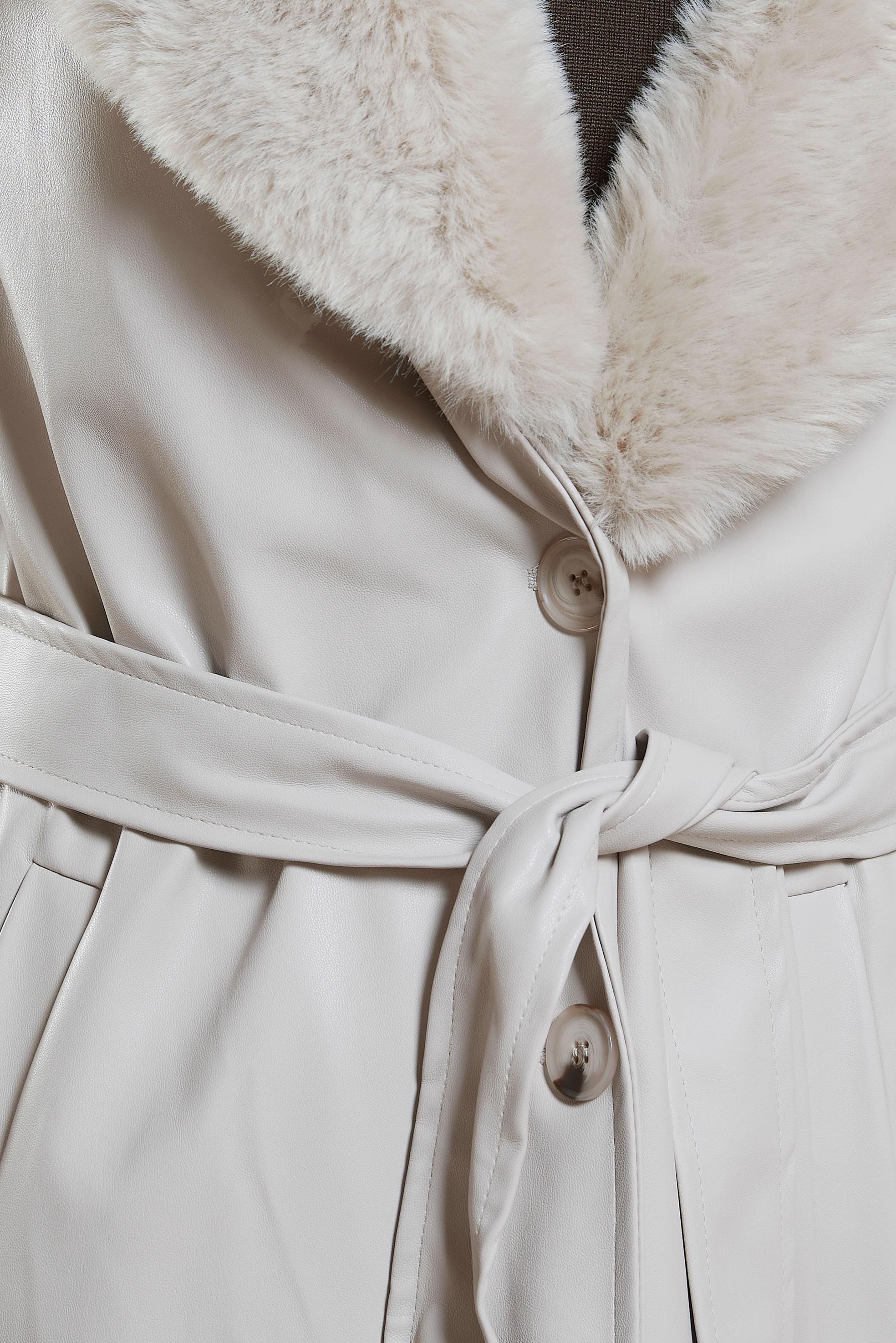 Vêtements hijab BEIGE TRENCH-COAT AVEC DÉTAILS EN FOURRURE 10909