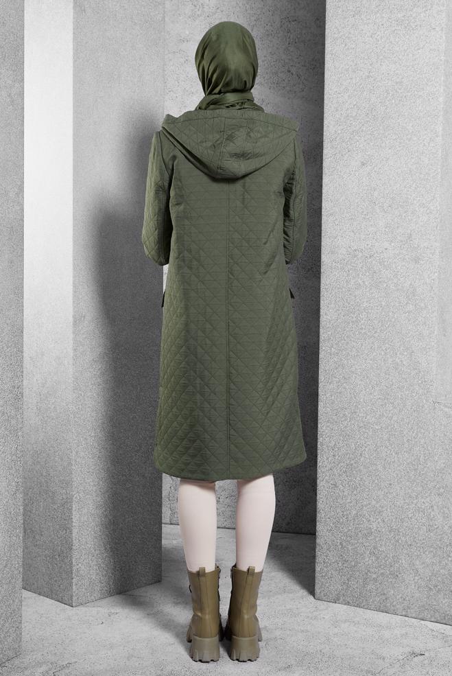 Vêtements hijab KAKI TRENCH-COAT À CAPUCHE 10912 - ALVİNA