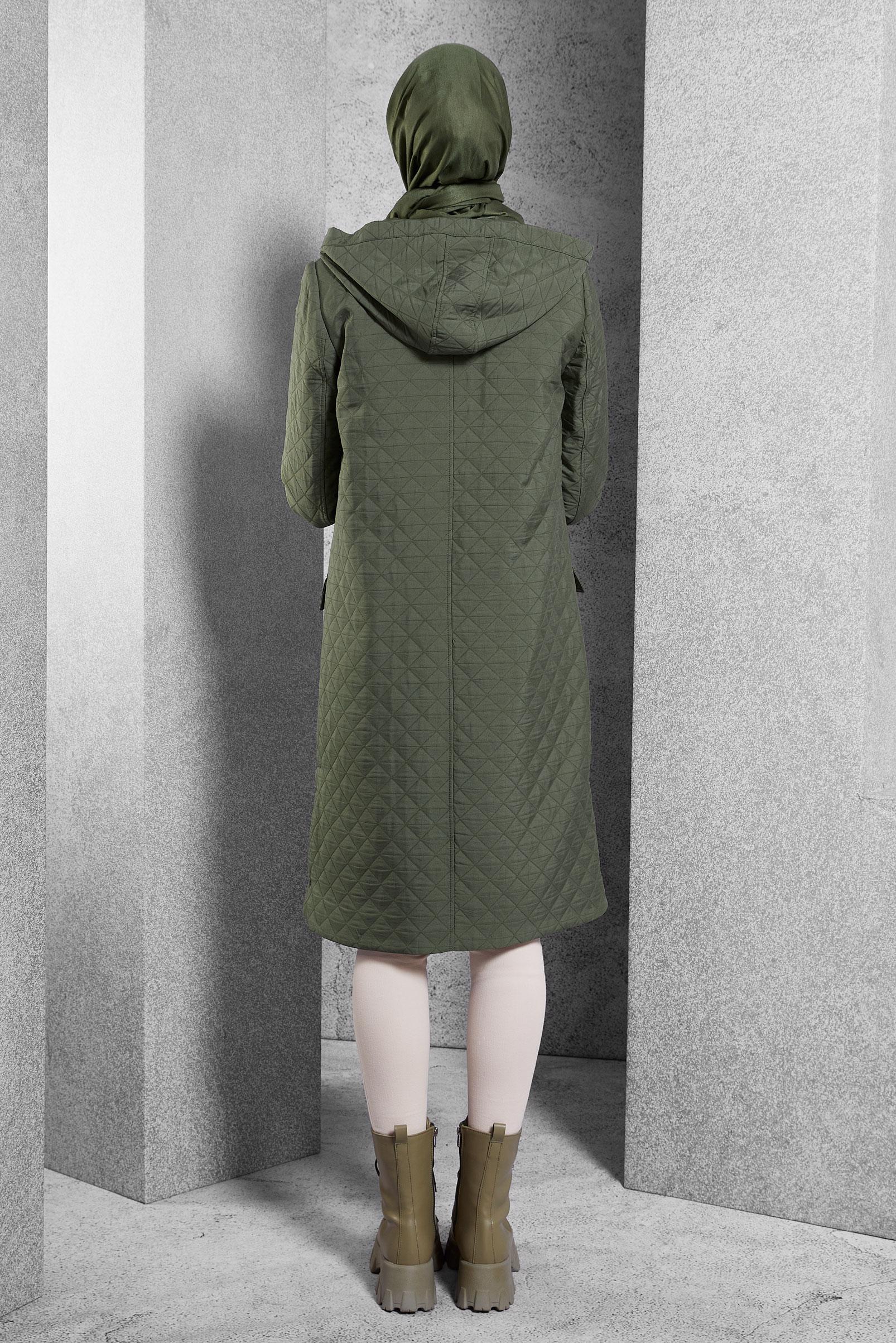 Vêtements hijab KAKI TRENCH-COAT À CAPUCHE 10912