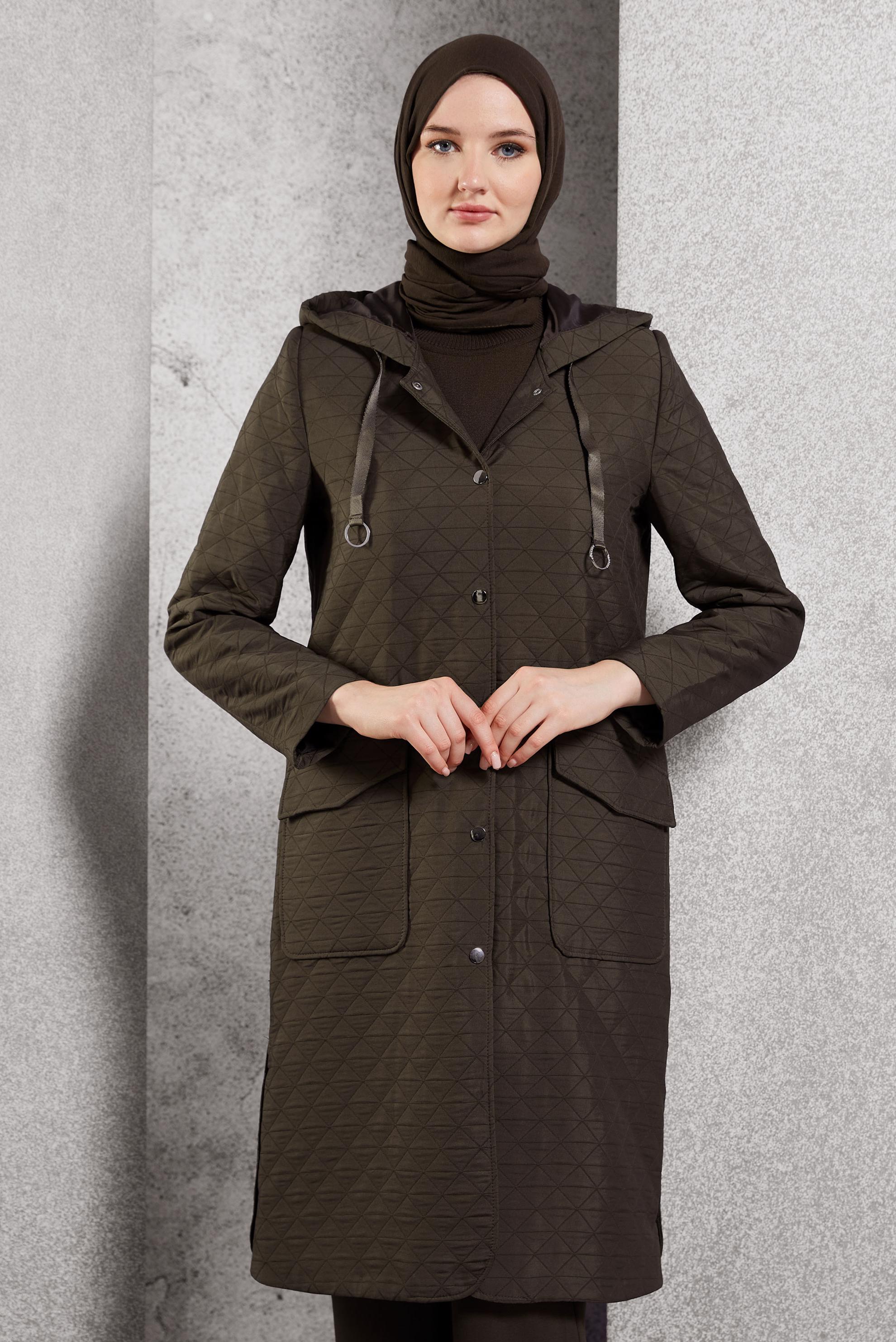 Vêtements hijab BRUN TRENCH-COAT À CAPUCHE 10912