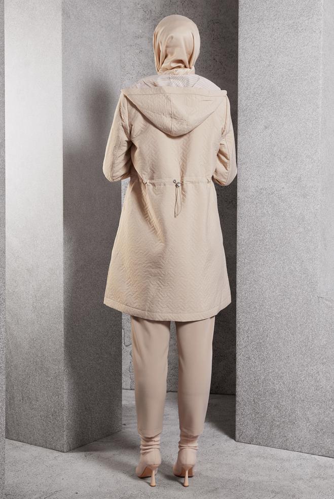 Vêtements hijab BEIGE TRENCH-COAT À CAPUCHE 10913 - ALVİNA