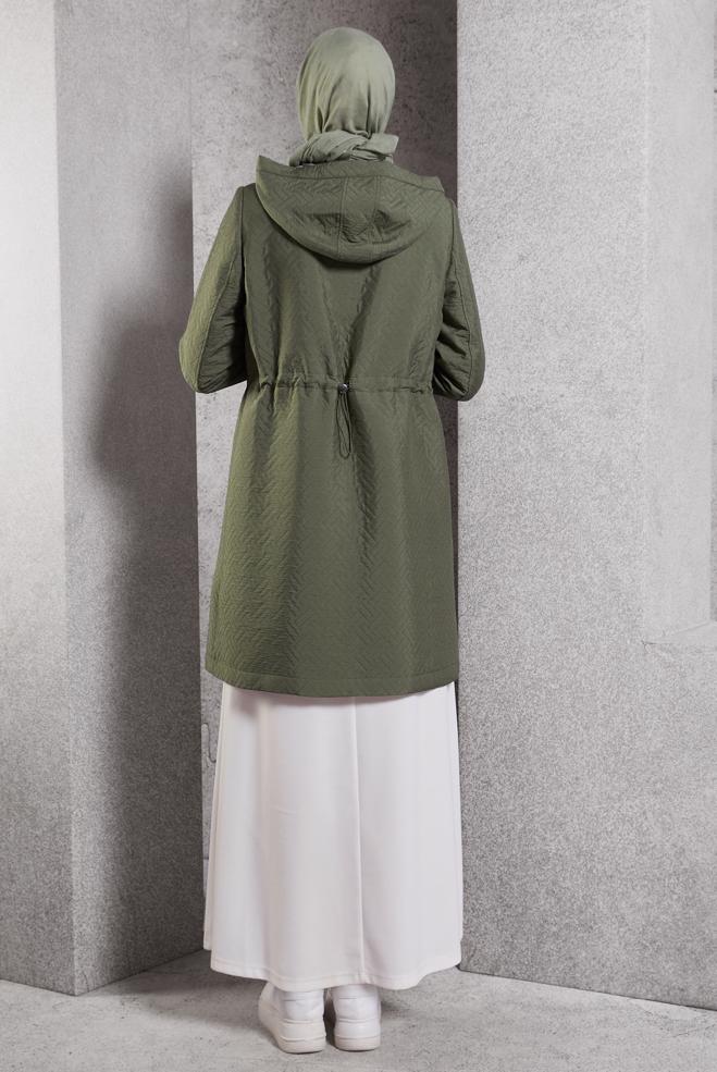 Vêtements hijab KAKI TRENCH-COAT À CAPUCHE 10913 - ALVİNA