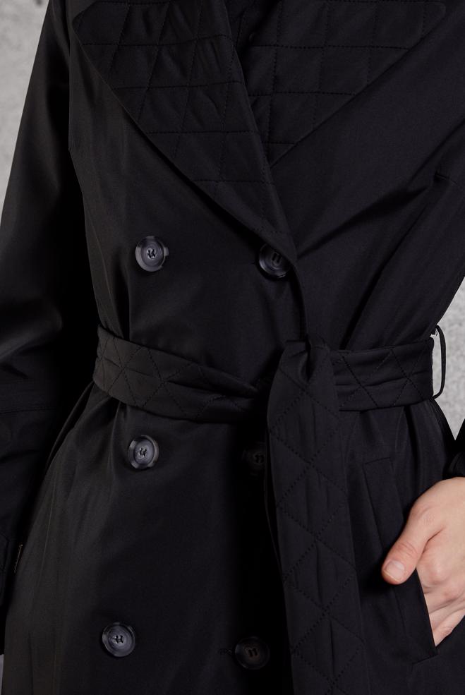 Vêtements hijab NOIR TRENCH-COAT CEINTURÉ 10915 - ALVİNA