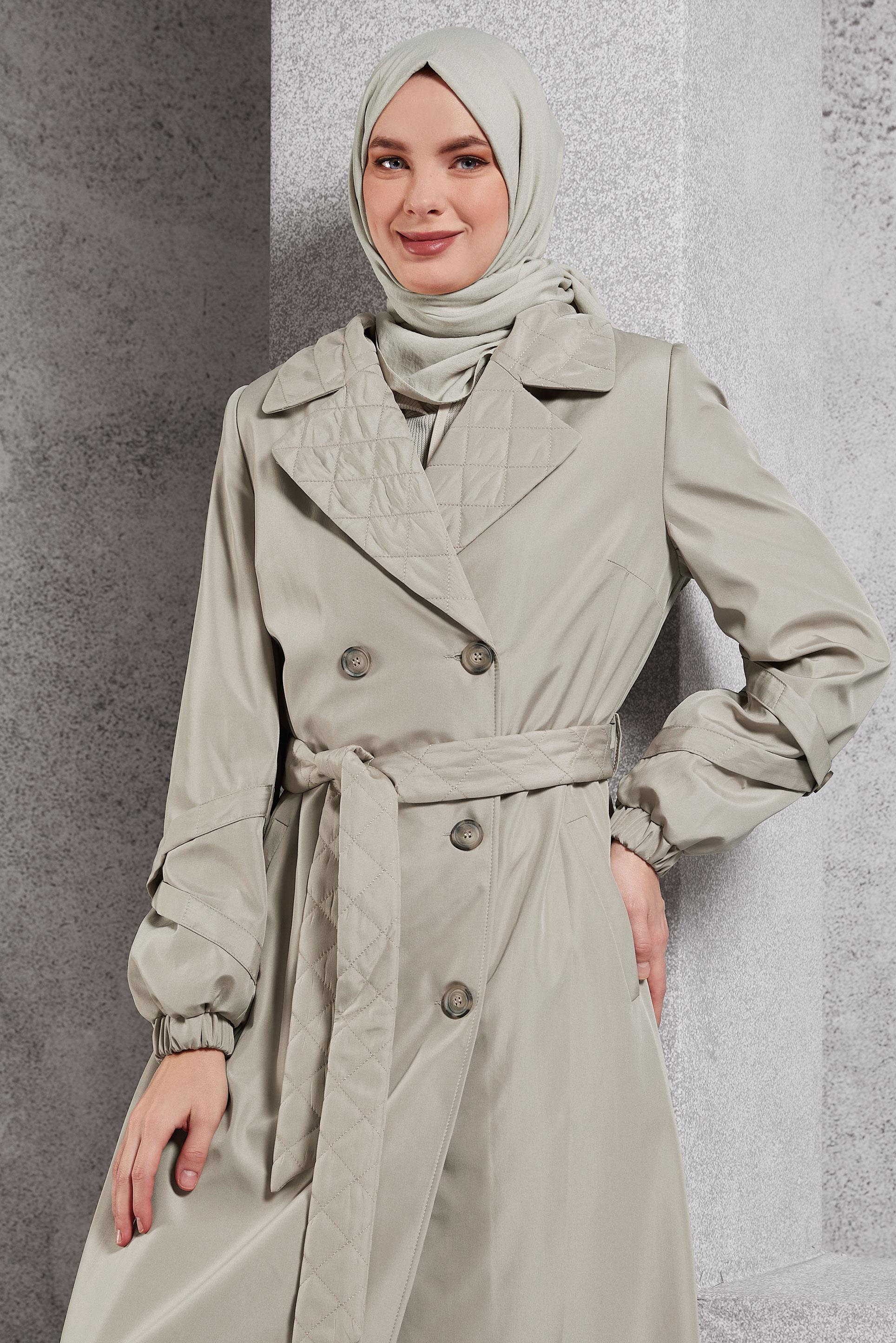 Vêtements hijab BEIGE TRENCH-COAT CEINTURÉ 10915