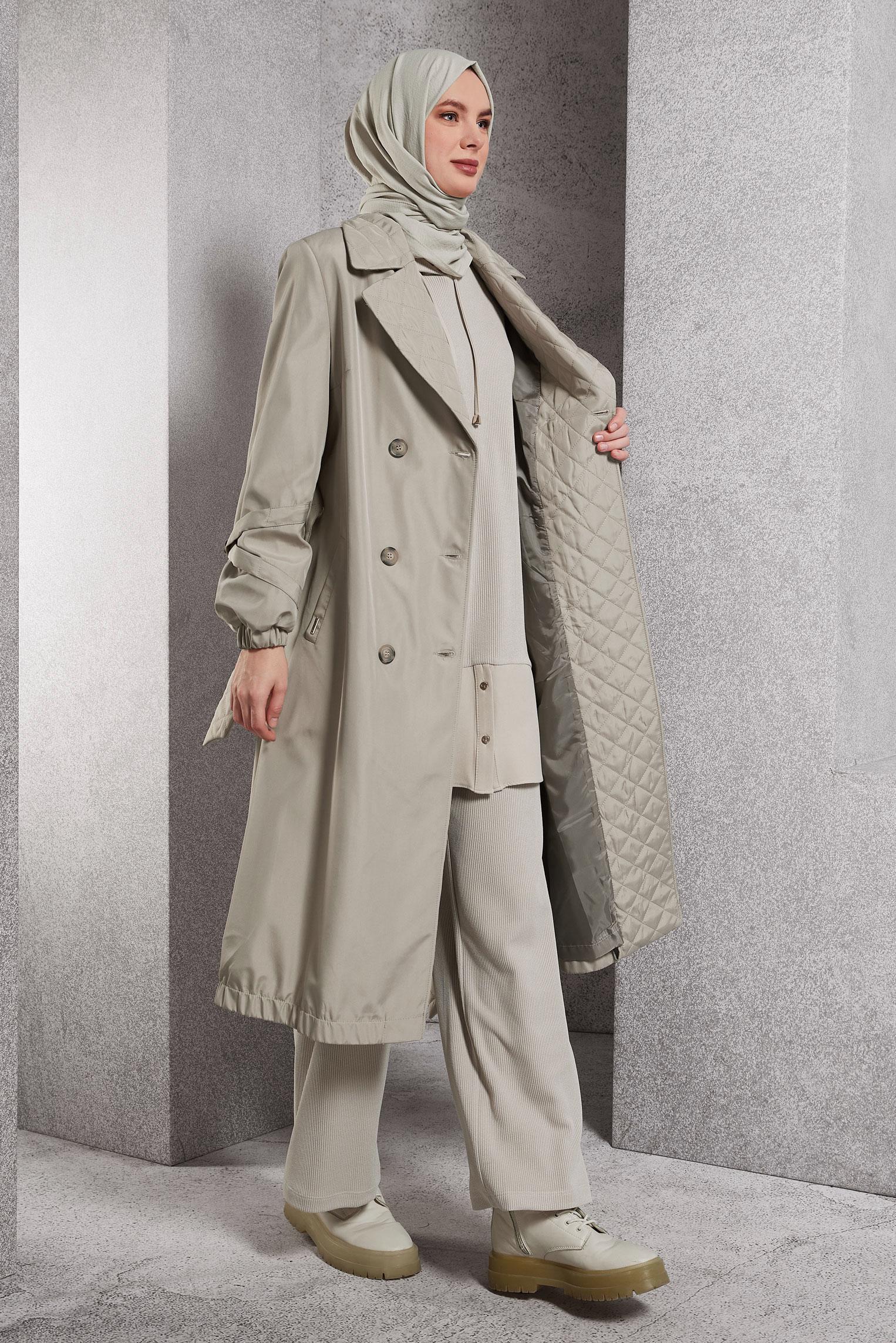 Vêtements hijab BEIGE TRENCH-COAT CEINTURÉ 10915