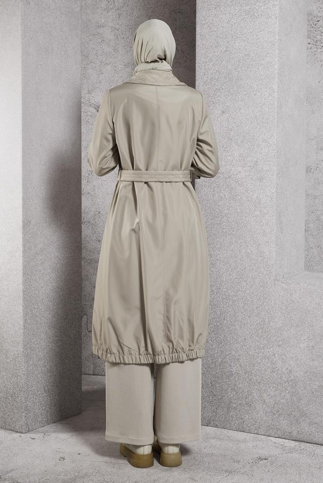 Vêtements hijab BEIGE TRENCH-COAT CEINTURÉ 10915 - ALVİNA
