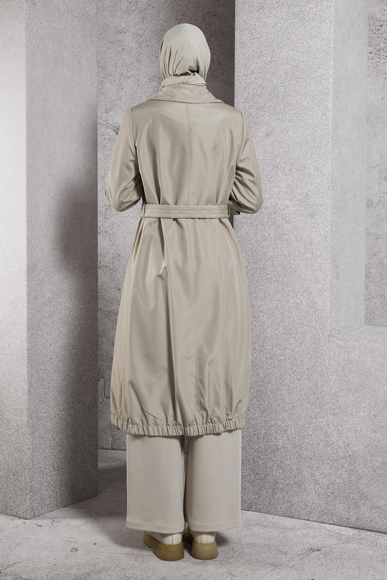 Vêtements hijab BEIGE TRENCH-COAT CEINTURÉ 10915