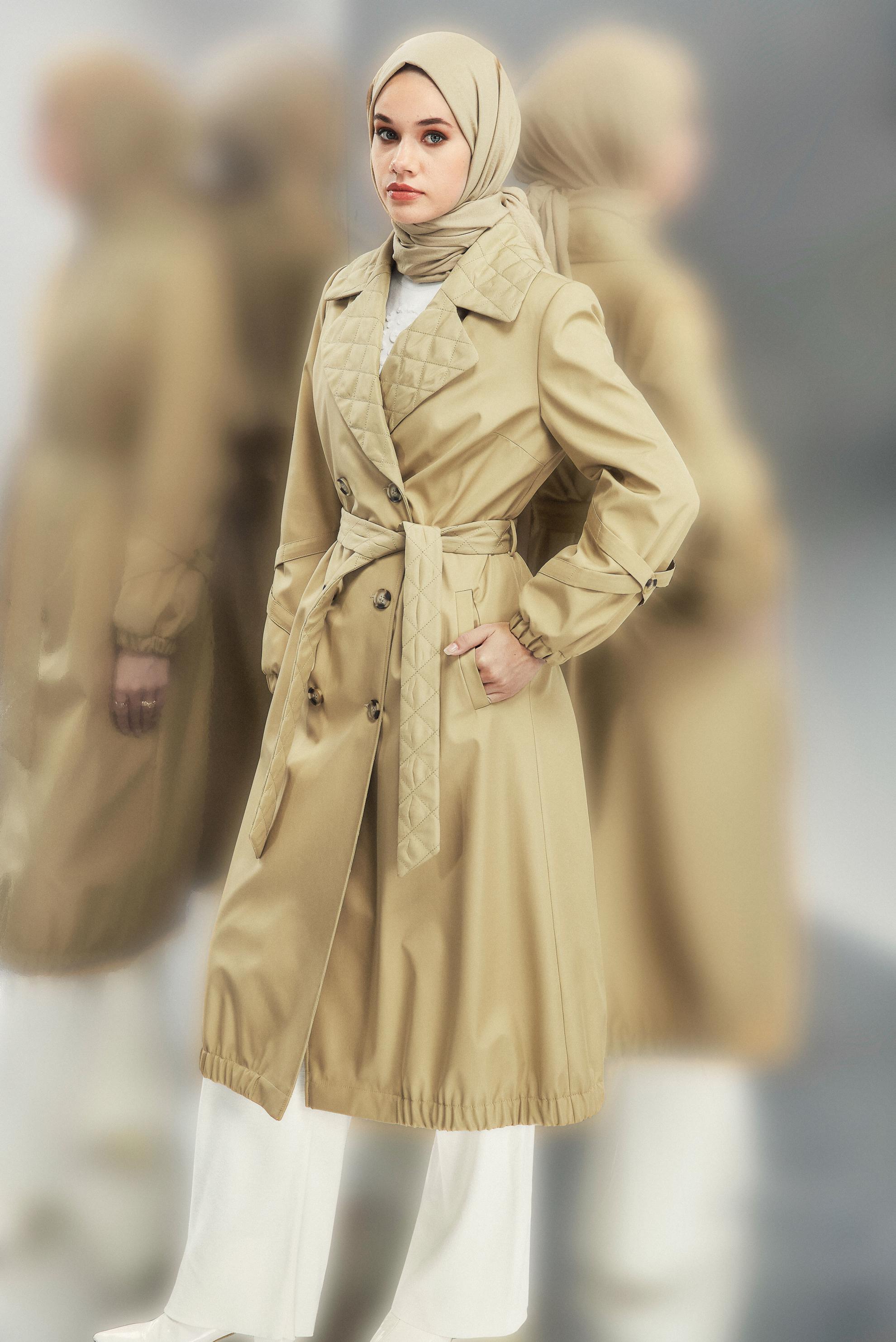 Vêtements hijab BRUN TRENCH-COAT CEINTURÉ 10915