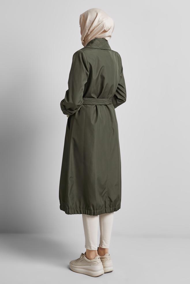 Vêtements hijab KAKI TRENCH-COAT CEINTURÉ 10915 - ALVİNA