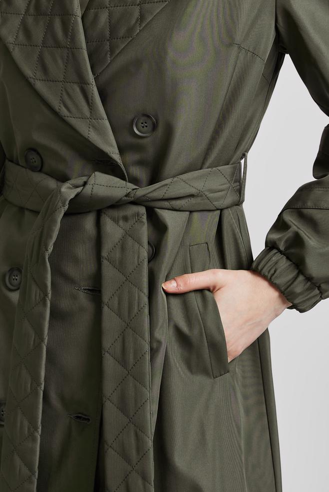 Vêtements hijab KAKI TRENCH-COAT CEINTURÉ 10915 - ALVİNA