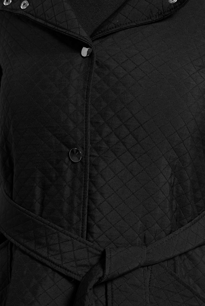 Hijab clothing BLACK BELTED QUILTED TRENCH COAT 10916 - ALVİNA