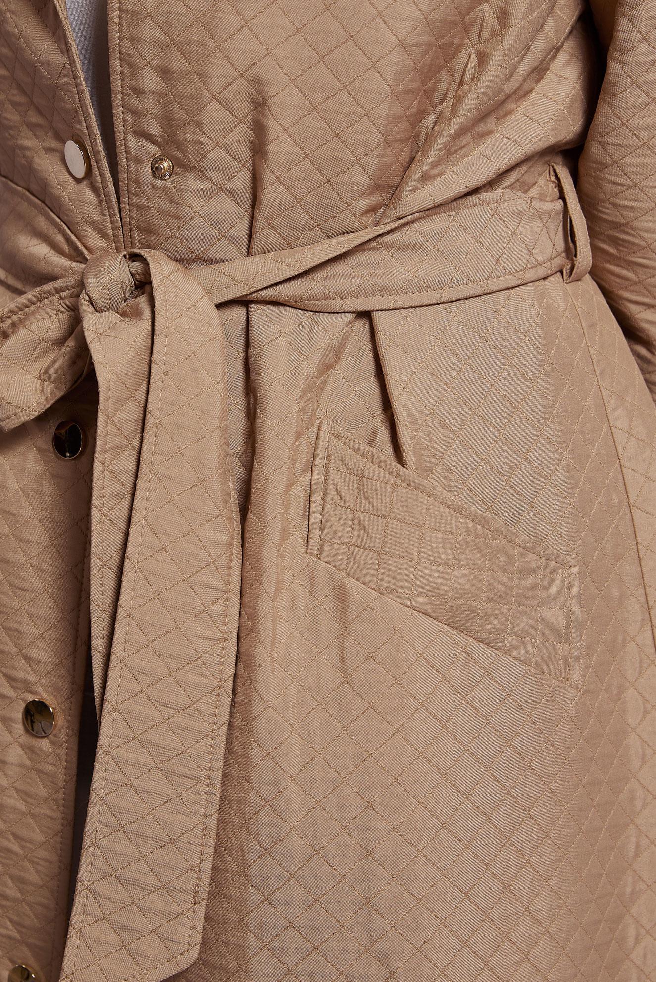 Hijab clothing BROWN BELTED QUILTED TRENCH COAT 10916