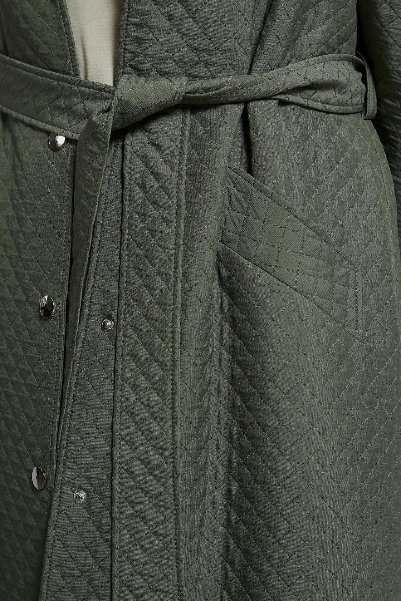Hijab clothing KHAKI BELTED QUILTED TRENCH COAT 10916