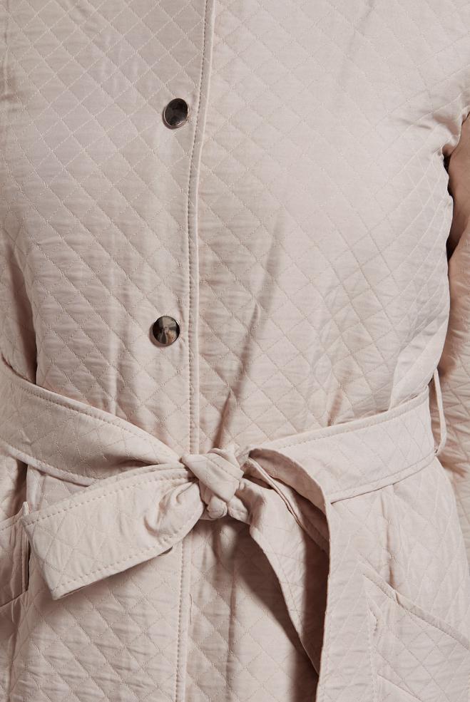 Hijab clothing BEIGE BELTED QUILTED TRENCH COAT 10916 - ALVİNA