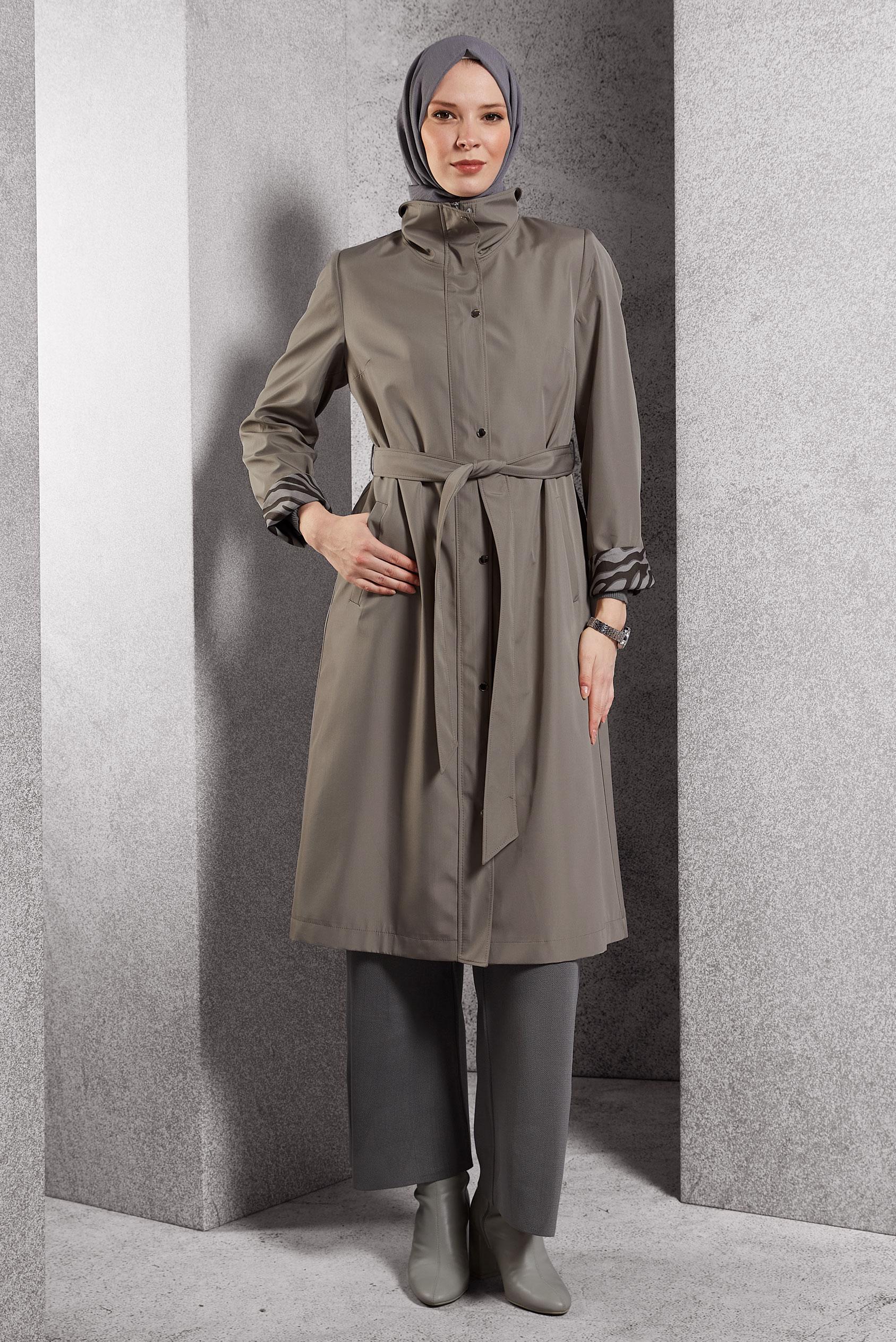 Vêtements hijab BRUN TRENCH-COAT CEINTURÉ 10917