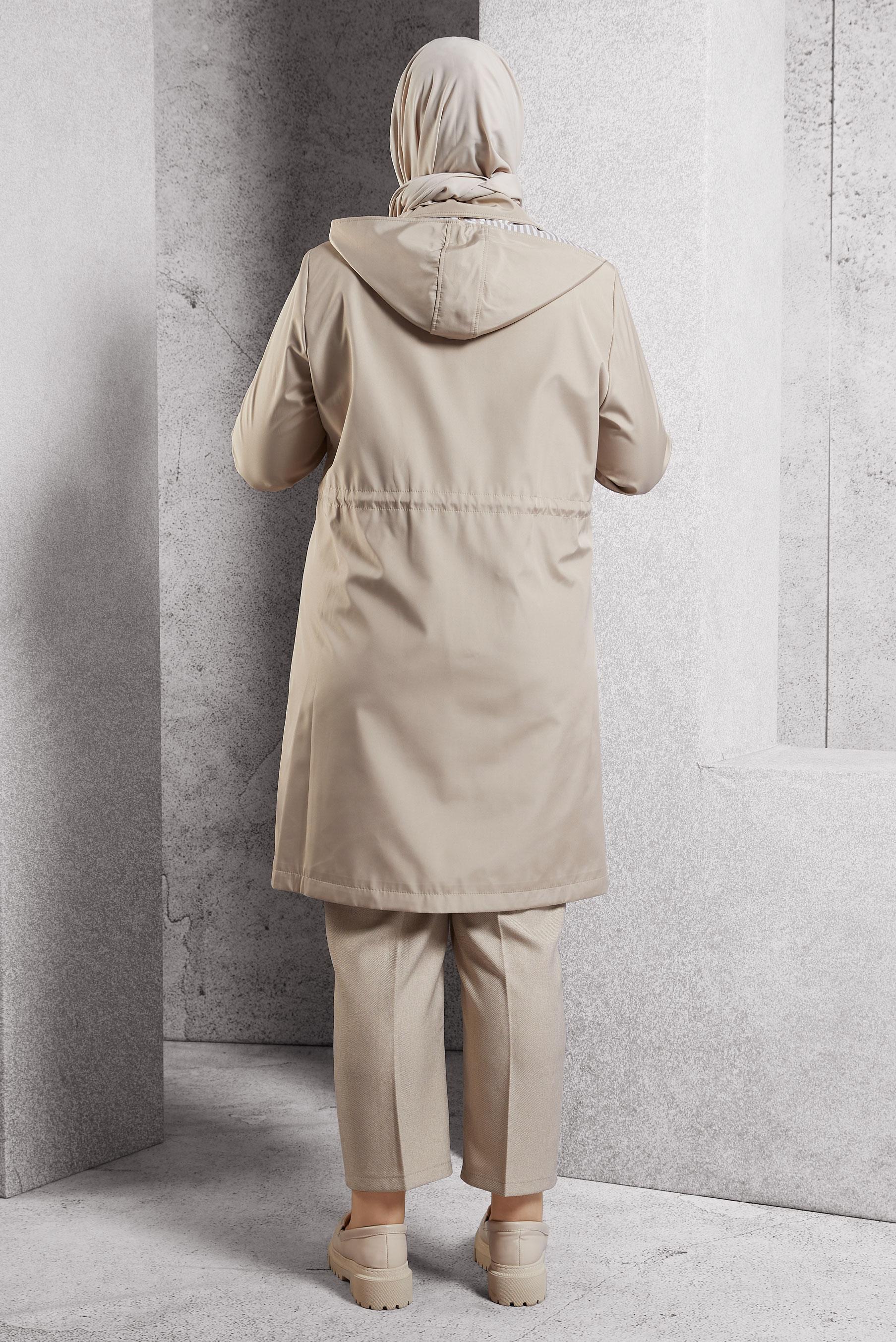 Vêtements hijab BEIGE TRENCH-COAT À CAPUCHE 10918