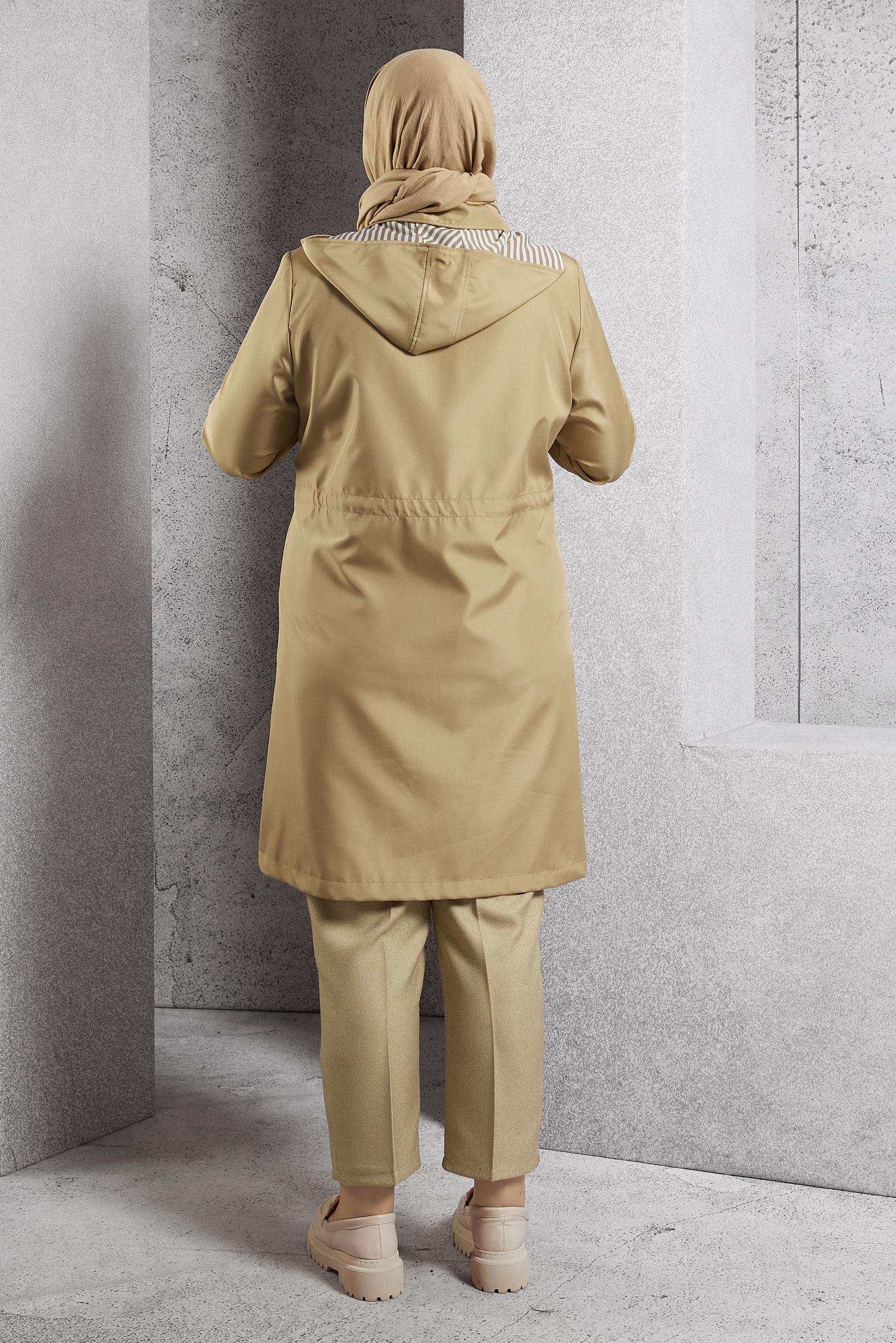 Vêtements hijab BRUN TRENCH-COAT À CAPUCHE 10918