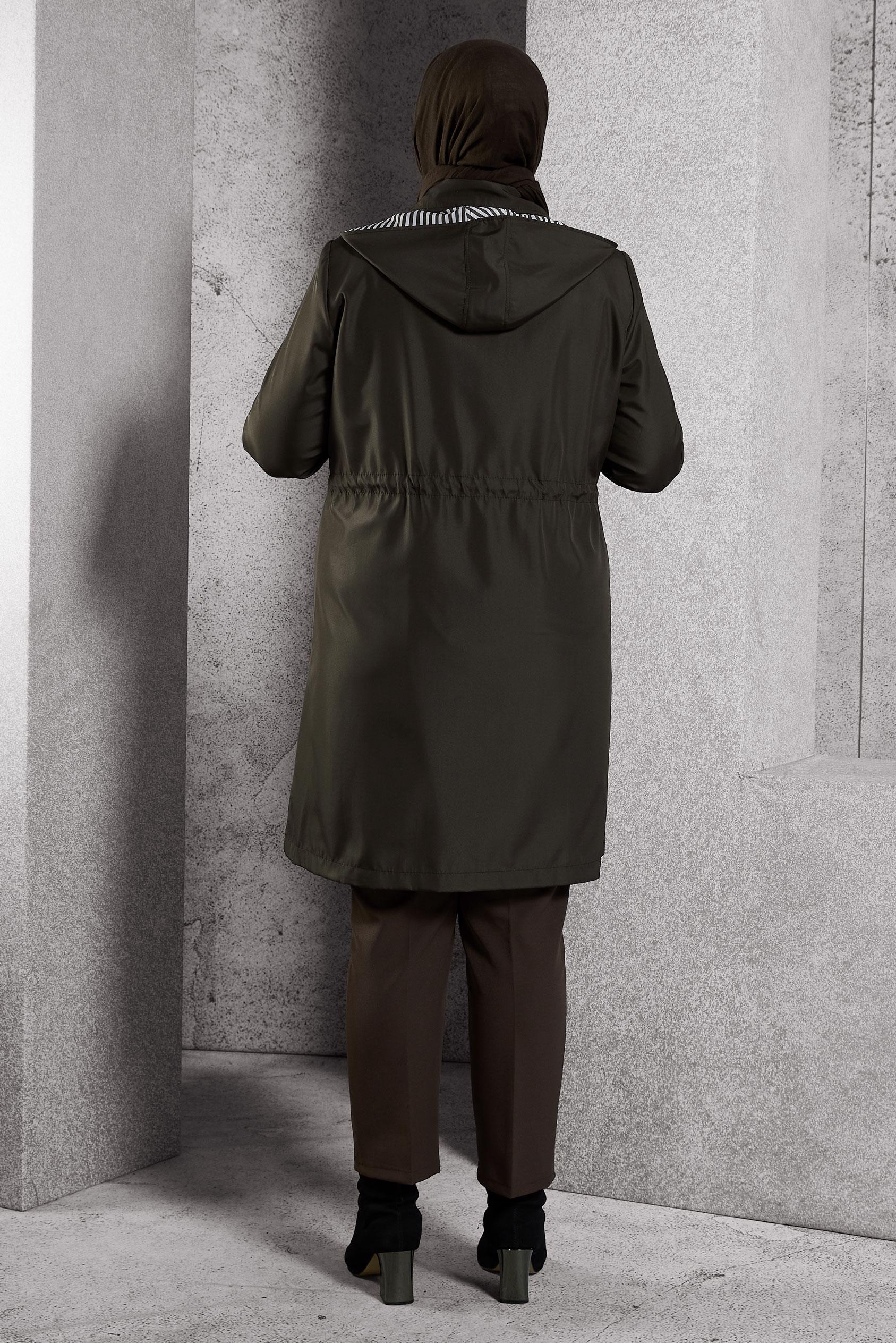 Hijab clothing BROWN HOODED TRENCH COAT 10918