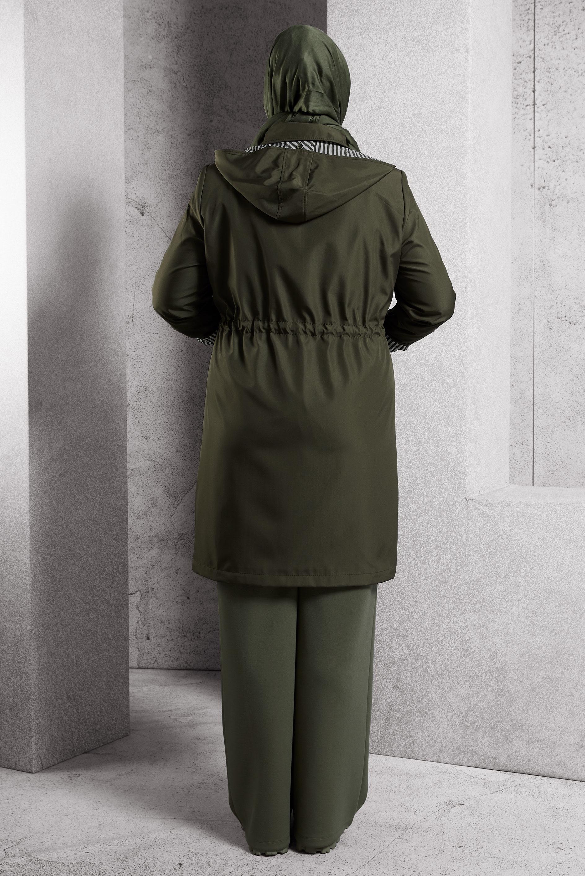 Hijab clothing KHAKI HOODED TRENCH COAT 10918