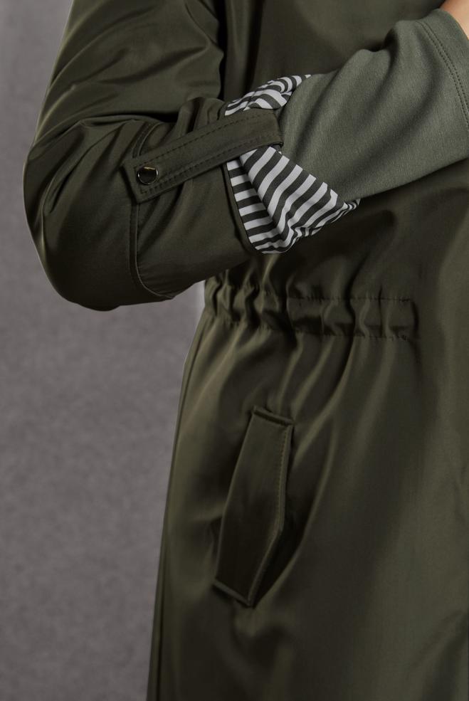 Vêtements hijab KAKI TRENCH-COAT À CAPUCHE 10918 - ALVİNA