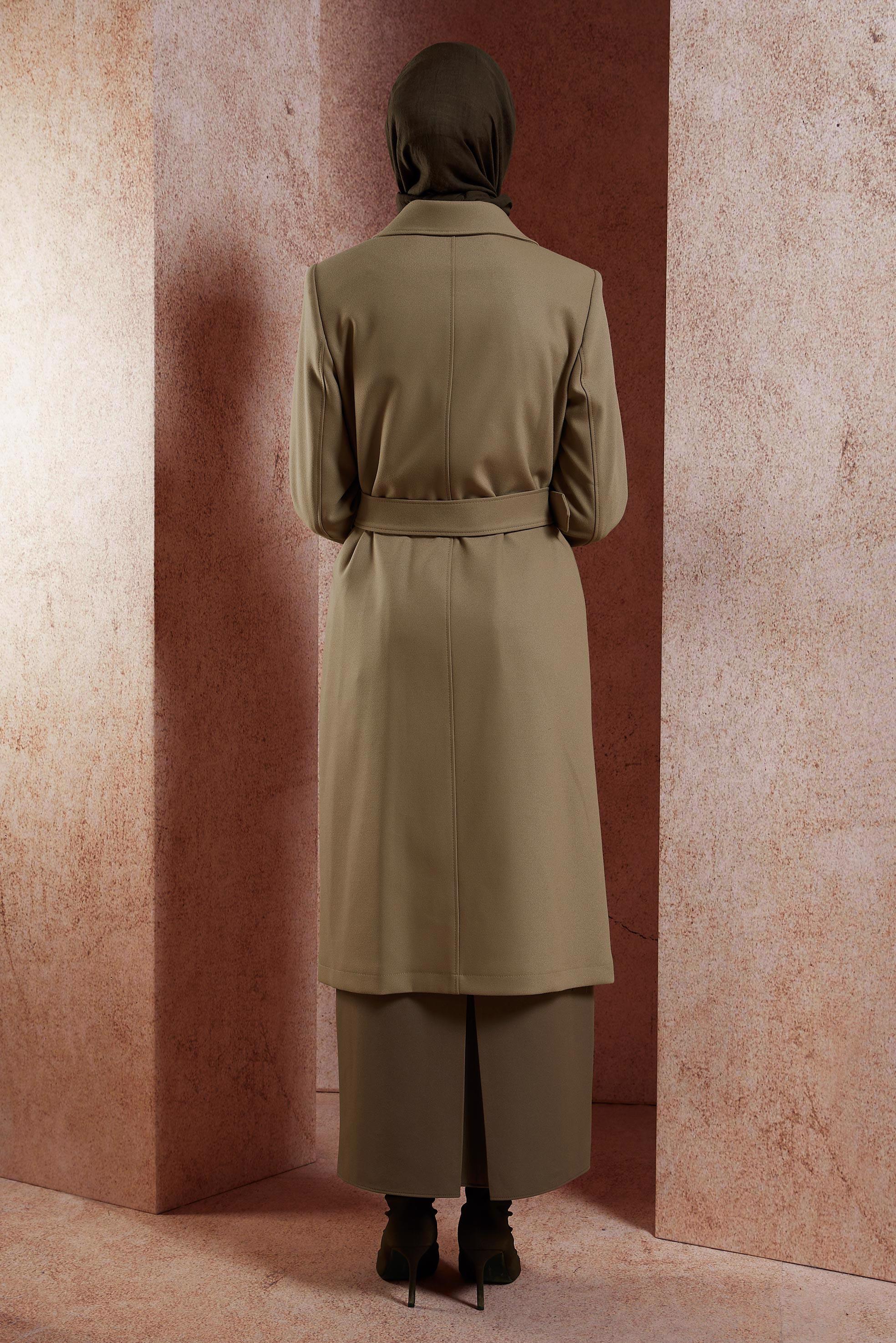 Vêtements hijab BRUN TRENCH-COAT CEINTURÉ 10919