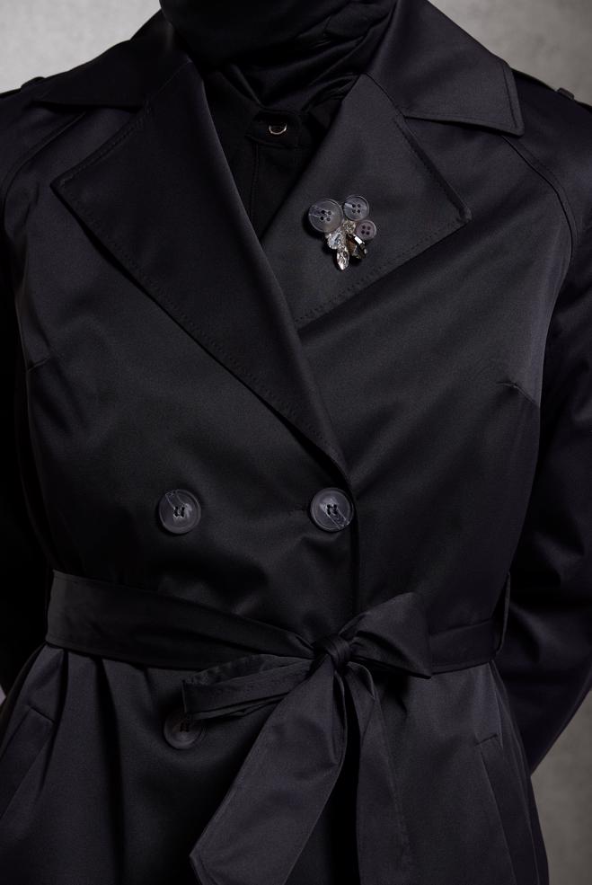 Vêtements hijab NOIR TRENCH-COAT CEINTURÉ 10920 - ALVİNA